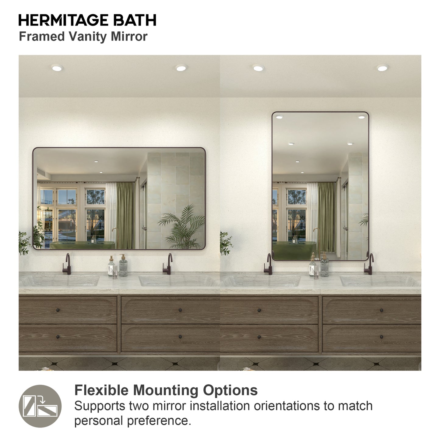 Zyphi 60 in. W x 36 in. H Rectangular Framed Wall Bathroom Vanity Mirror