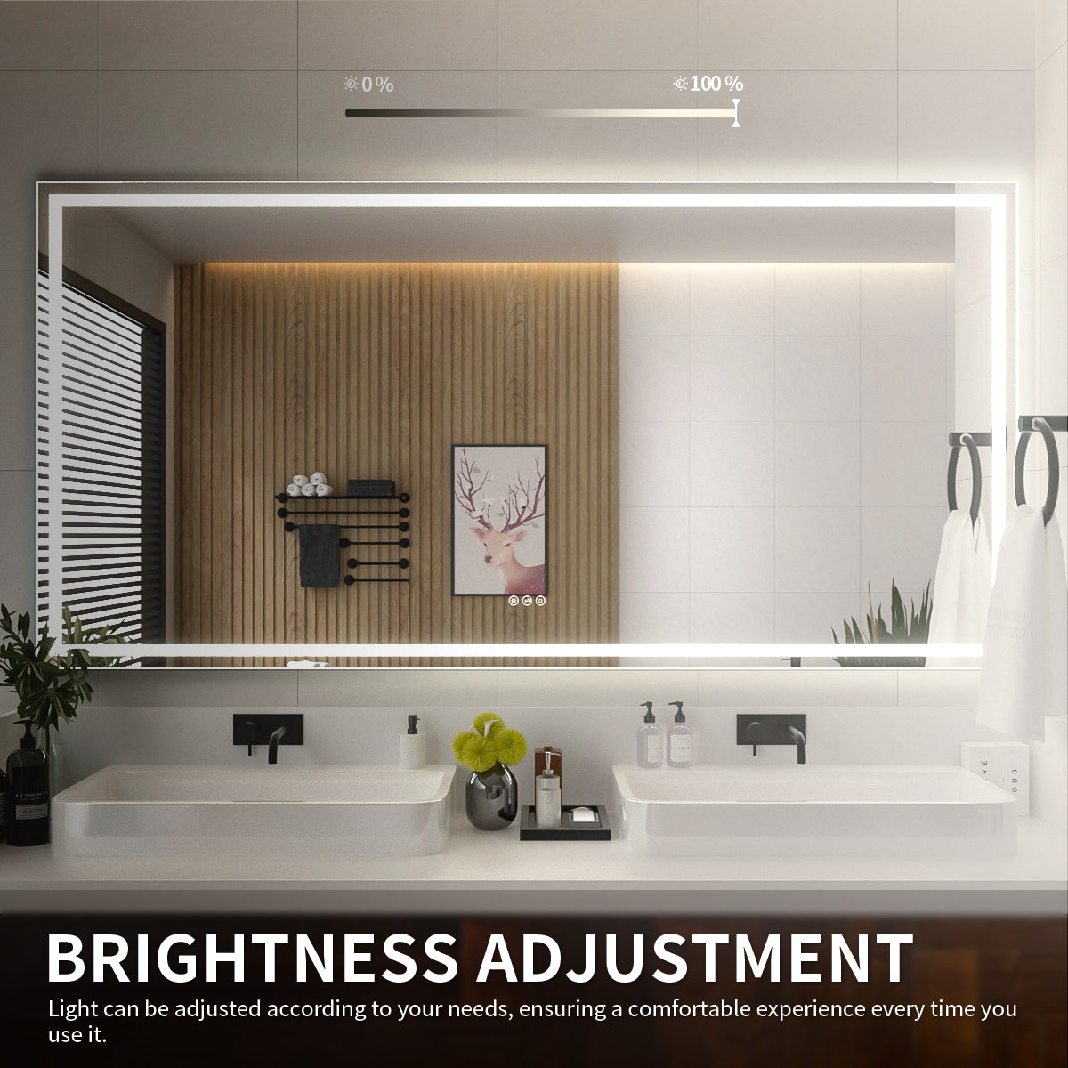 Niveal LMI Series Rectangular Frameless LED Wall Bathroom Vanity Mirror
