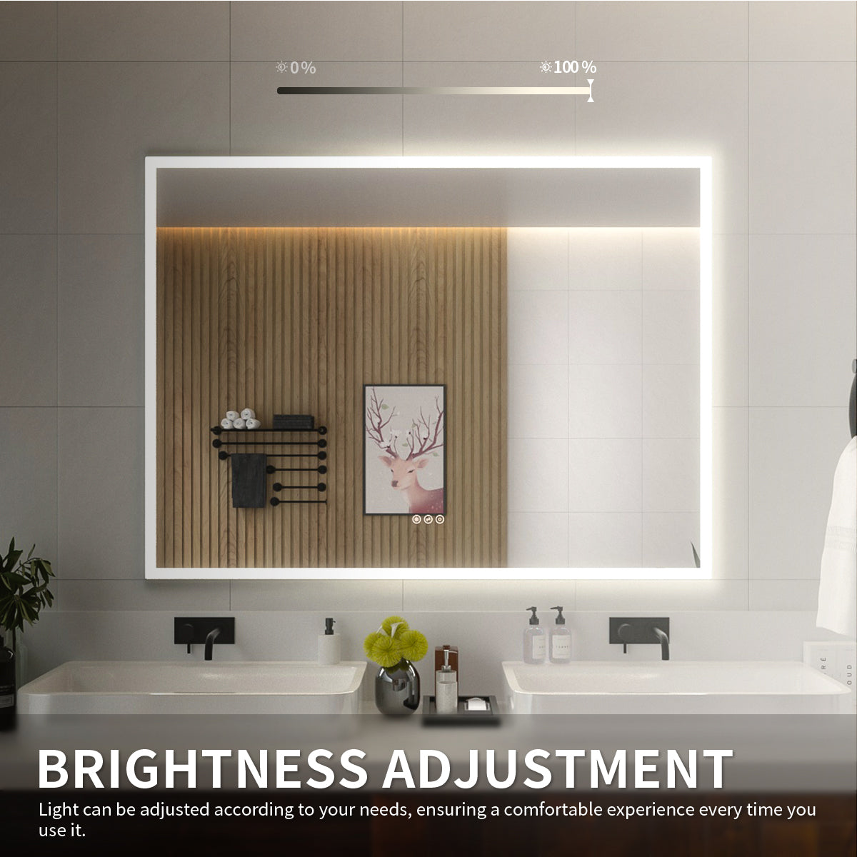 Niveal LMO Series Rectangular Frameless LED Wall Bathroom Vanity Mirror