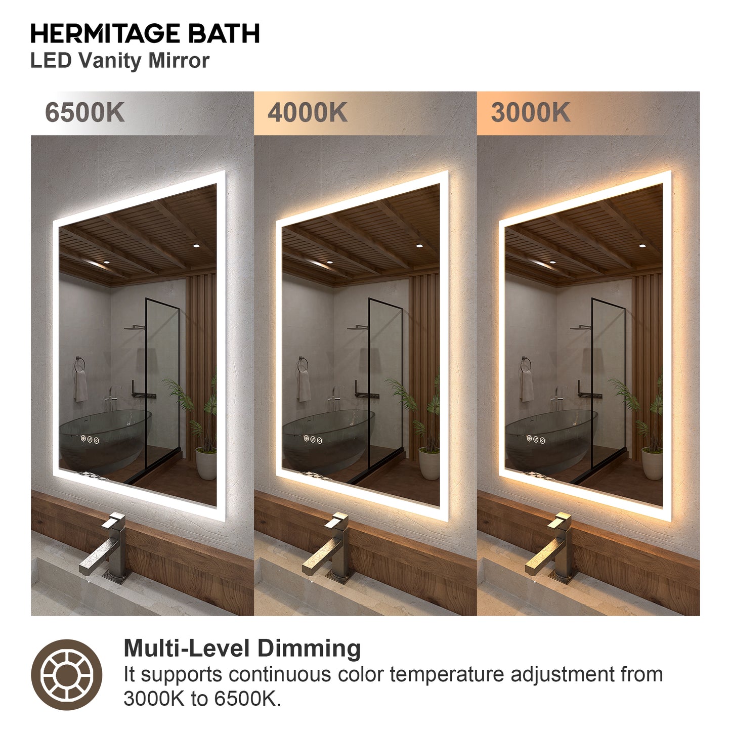 Musci Rectangular Frameless LED Wall Bathroom Vanity Mirror