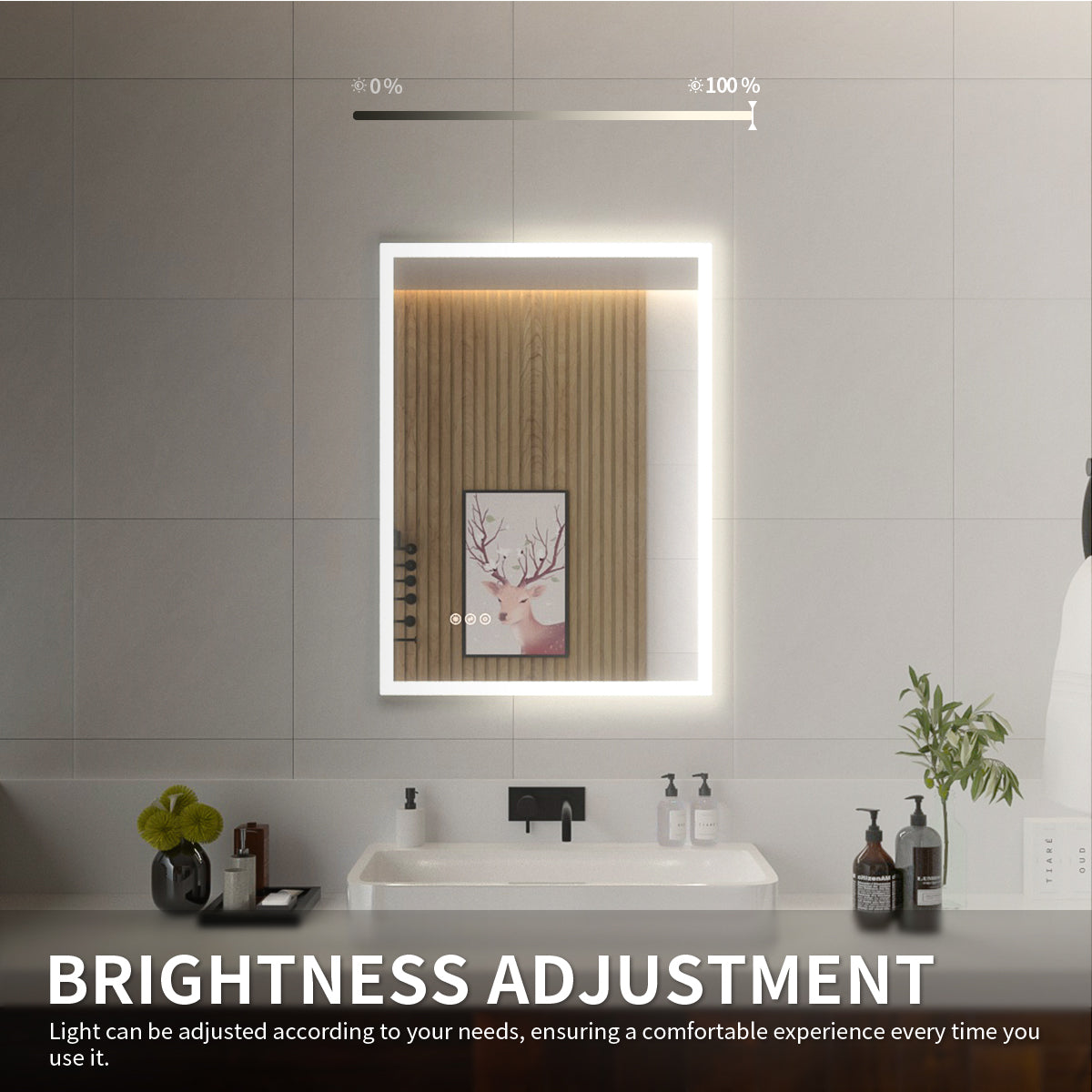 Niveal LMO Series Rectangular Frameless LED Wall Bathroom Vanity Mirror