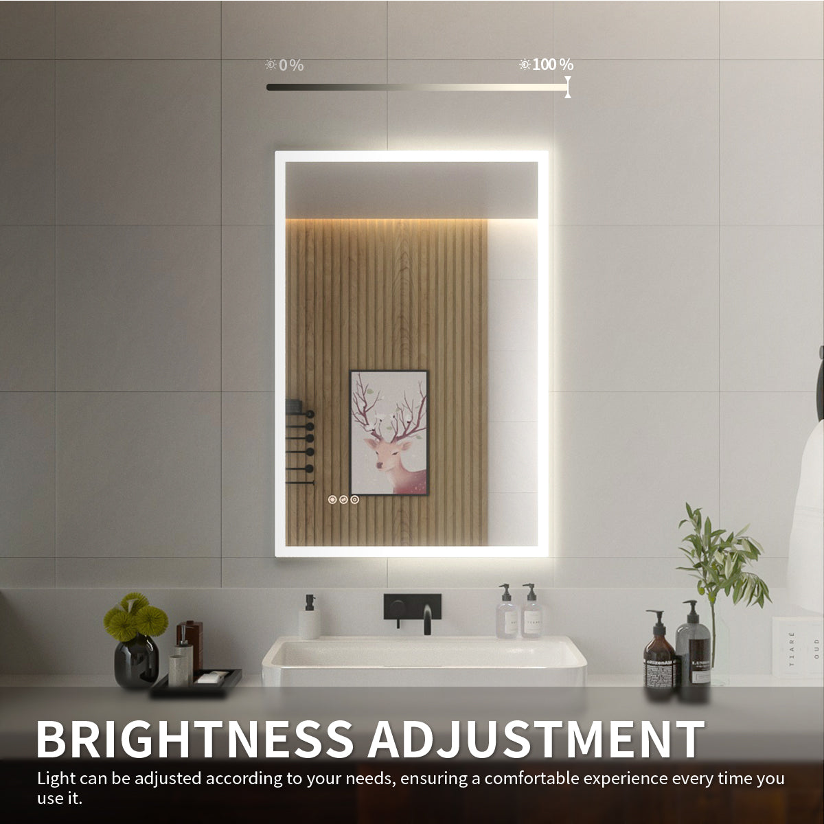 Niveal LMO Series Rectangular Frameless LED Wall Bathroom Vanity Mirror