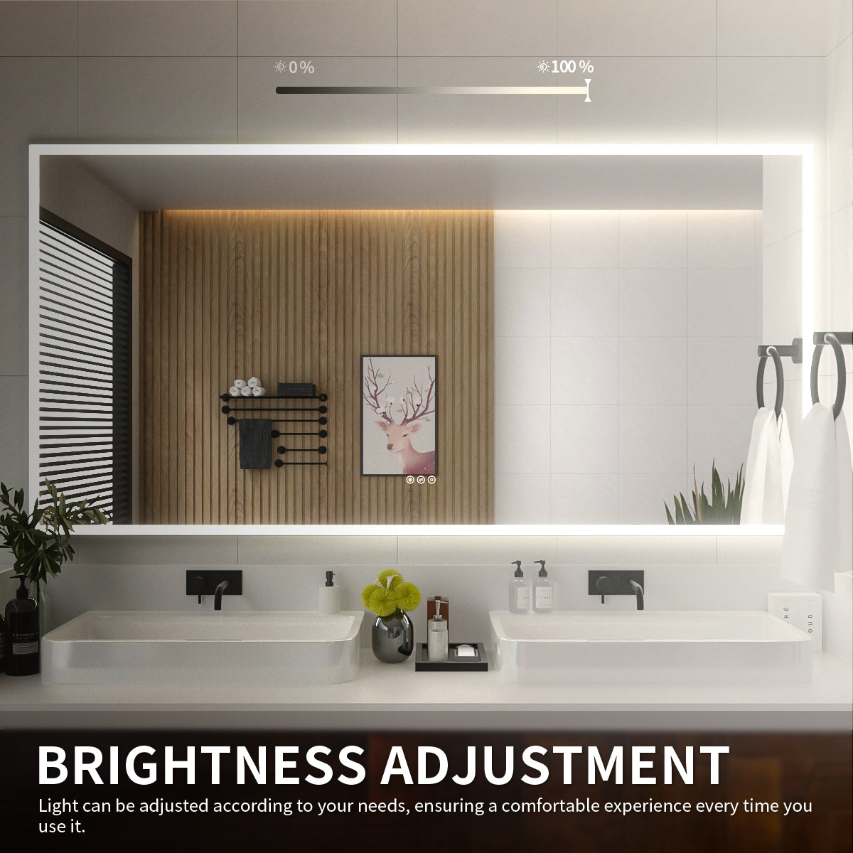 Niveal LMO Series Rectangular Frameless LED Wall Bathroom Vanity Mirror