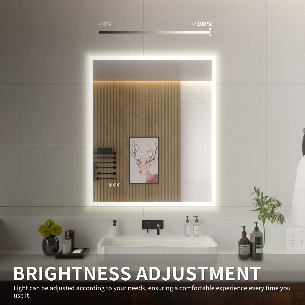 Niveal LMO Series Rectangular Frameless LED Wall Bathroom Vanity Mirror