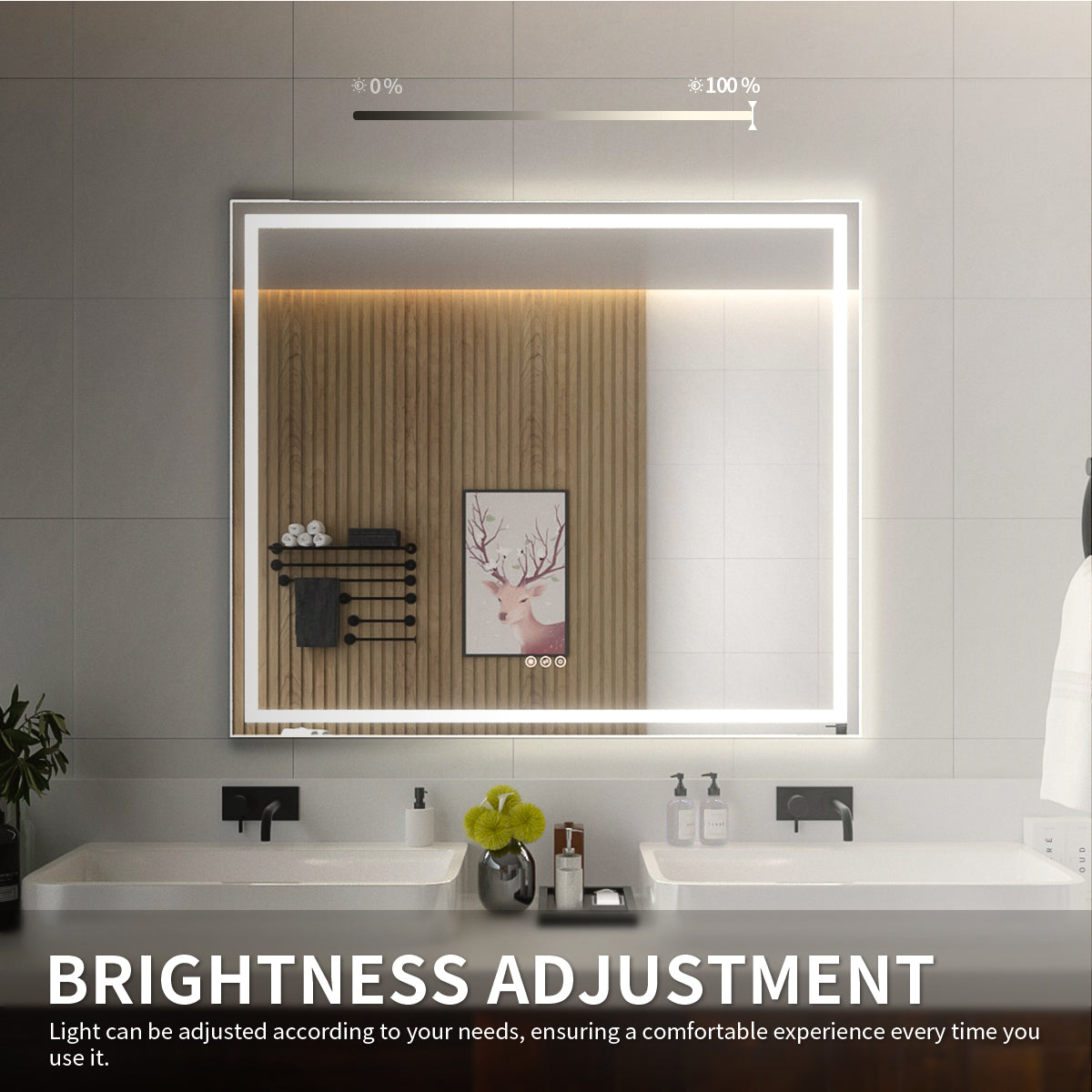 Niveal LMI Series Rectangular Frameless LED Wall Bathroom Vanity Mirror