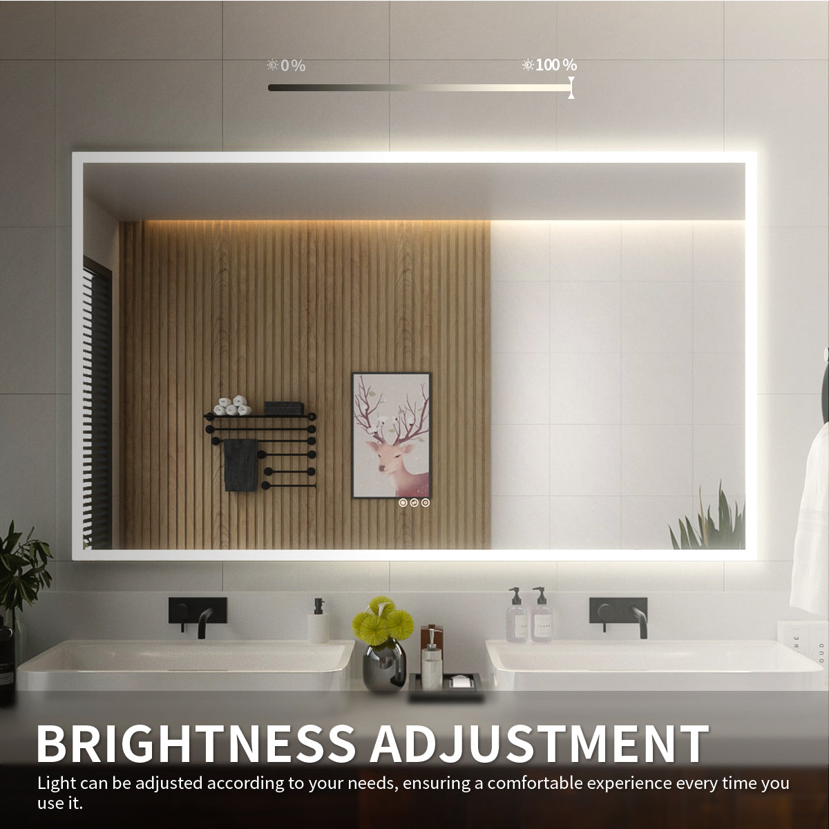 Niveal LMO Series Rectangular Frameless LED Wall Bathroom Vanity Mirror