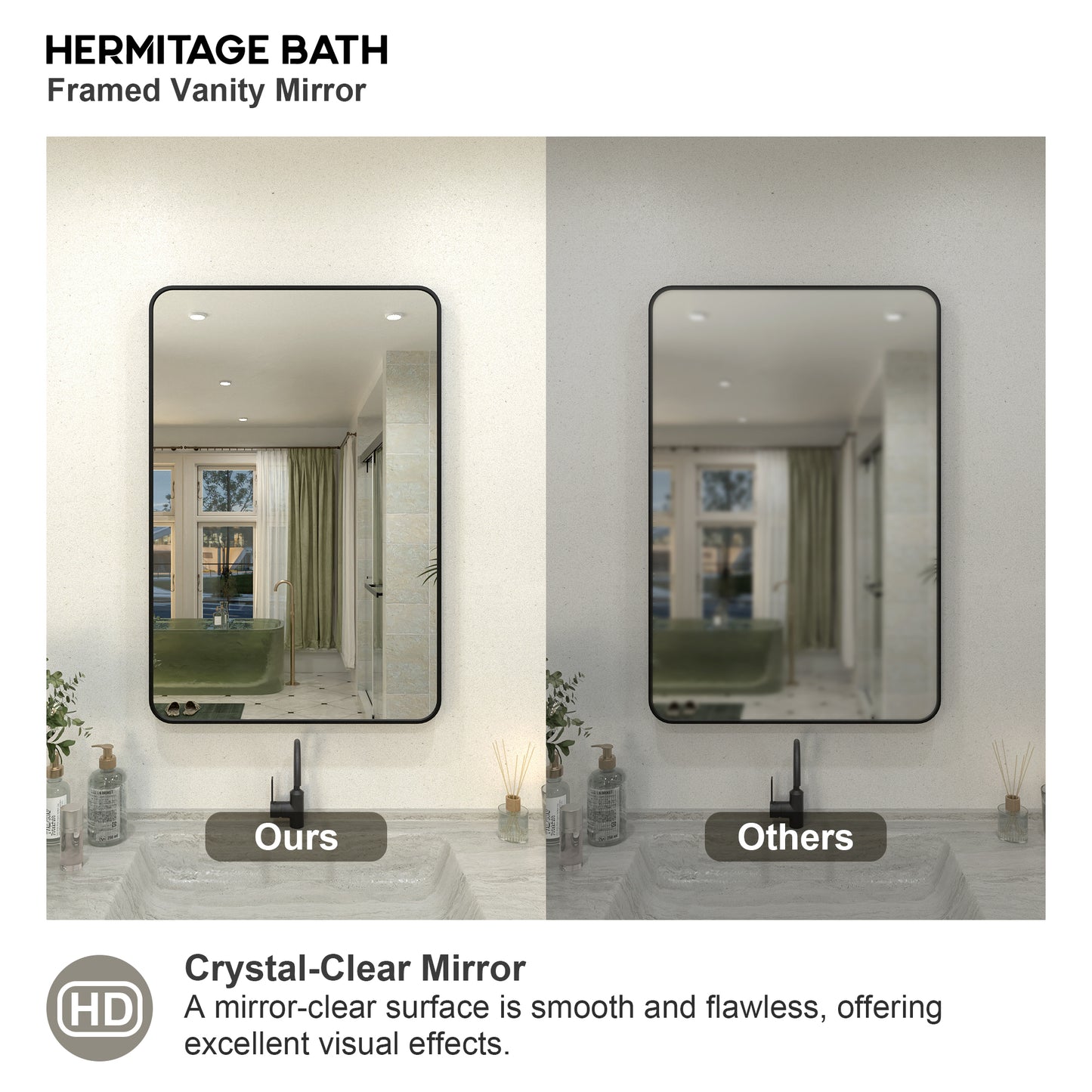 Zyphi 24 in. W x 36 in. H Rectangular Framed Wall Bathroom Vanity Mirror in Gun Grey