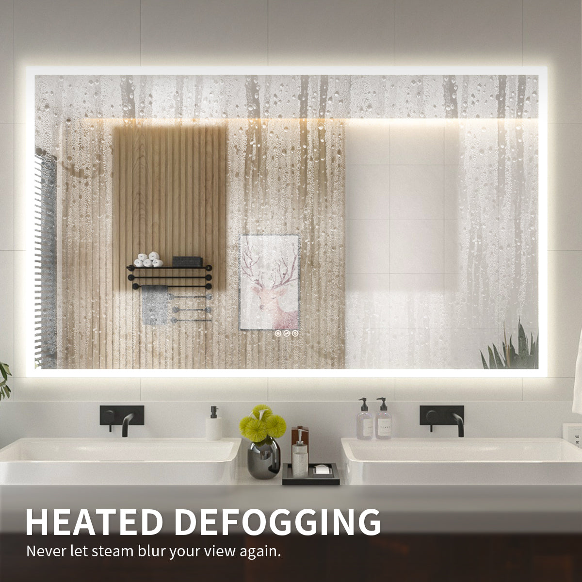 Niveal LMO Series Rectangular Frameless LED Wall Bathroom Vanity Mirror