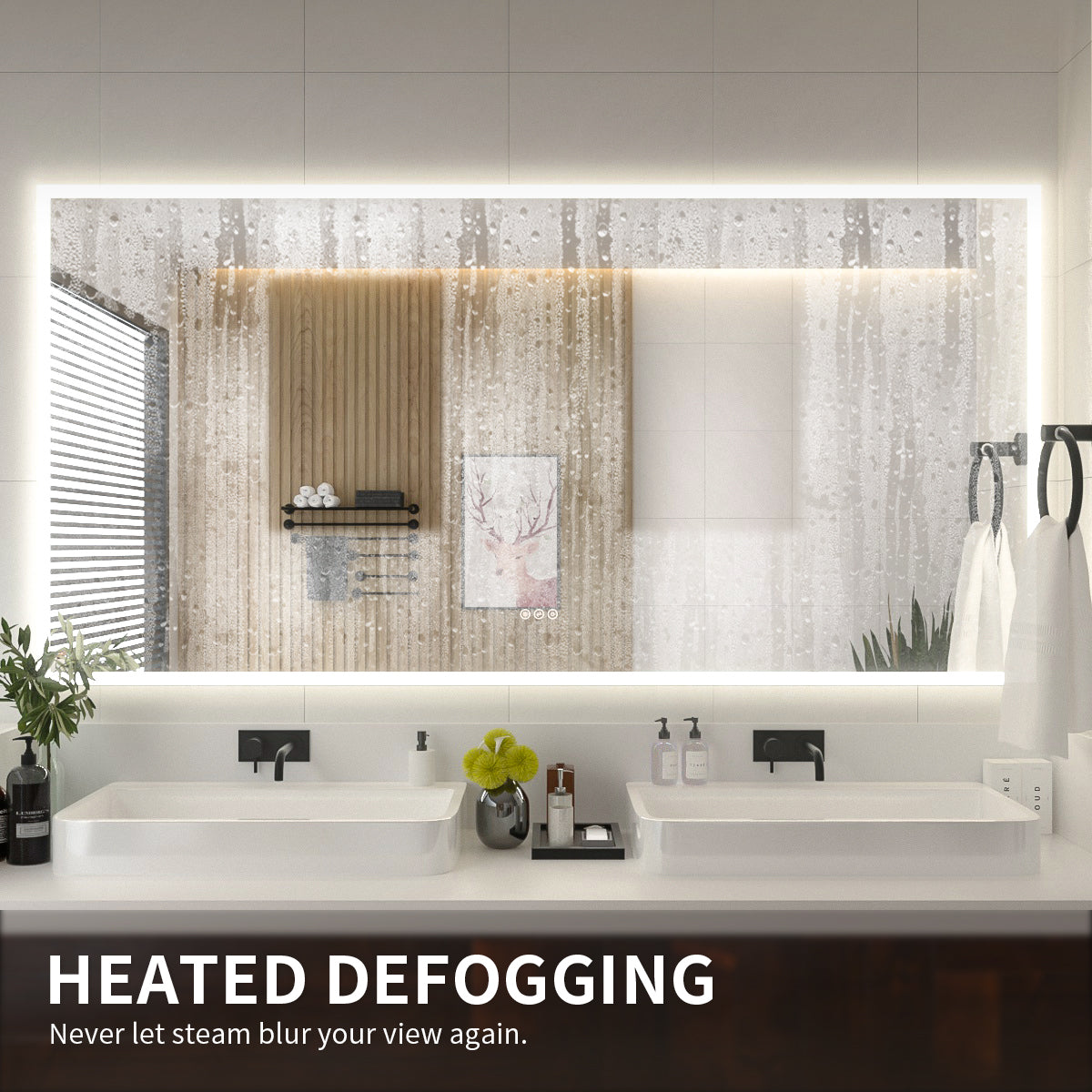 Niveal LMO Series Rectangular Frameless LED Wall Bathroom Vanity Mirror