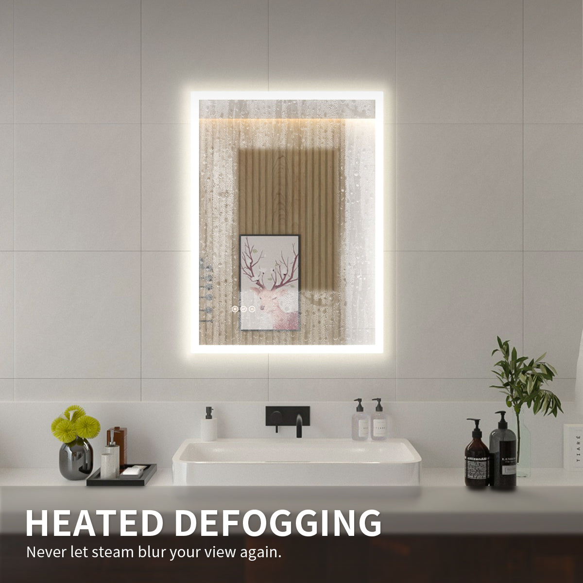 Niveal LMO Series Rectangular Frameless LED Wall Bathroom Vanity Mirror