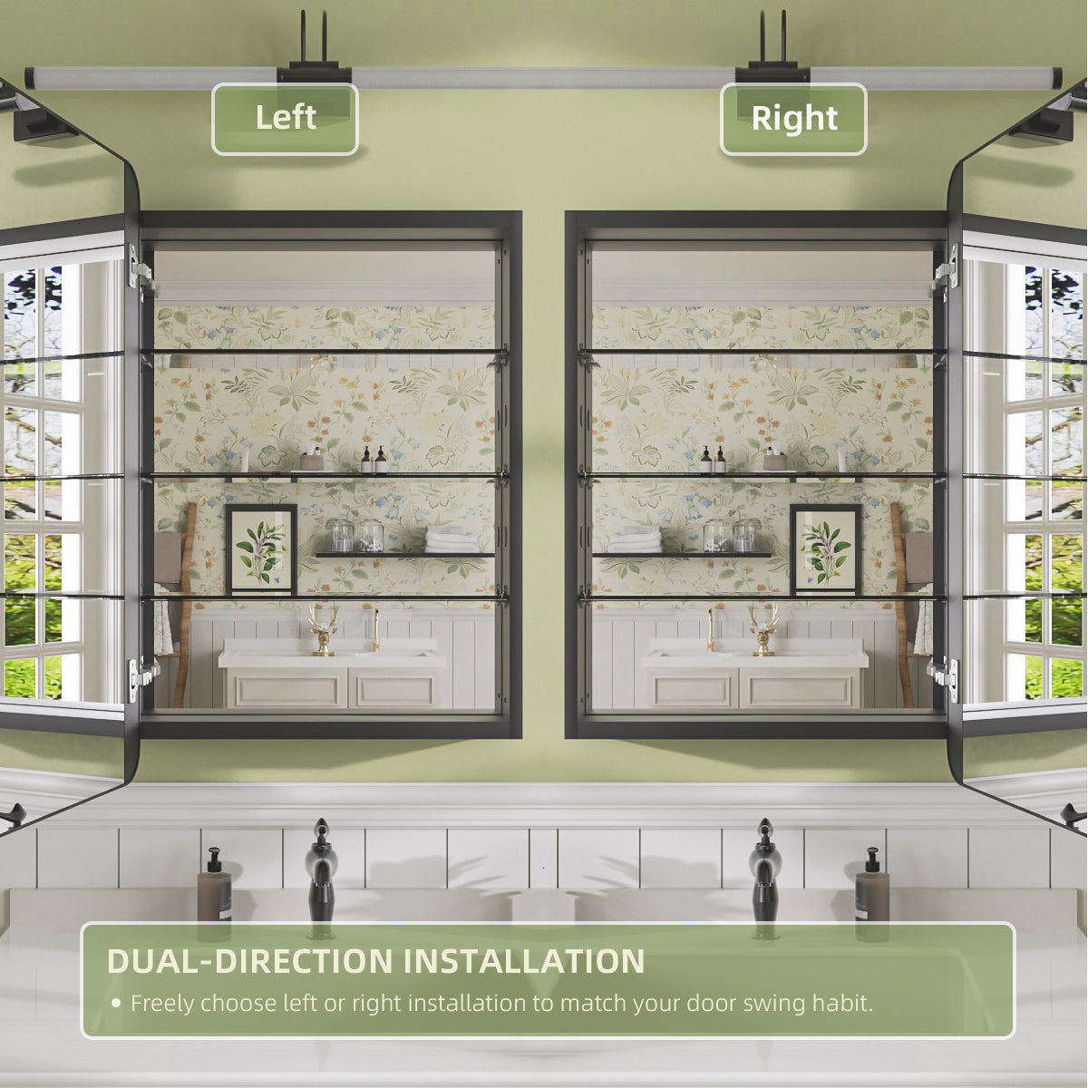 Niveal FMC Series Rectangular Aluminum Recessed/Surface Mount Framed Medicine Cabinet with Mirror