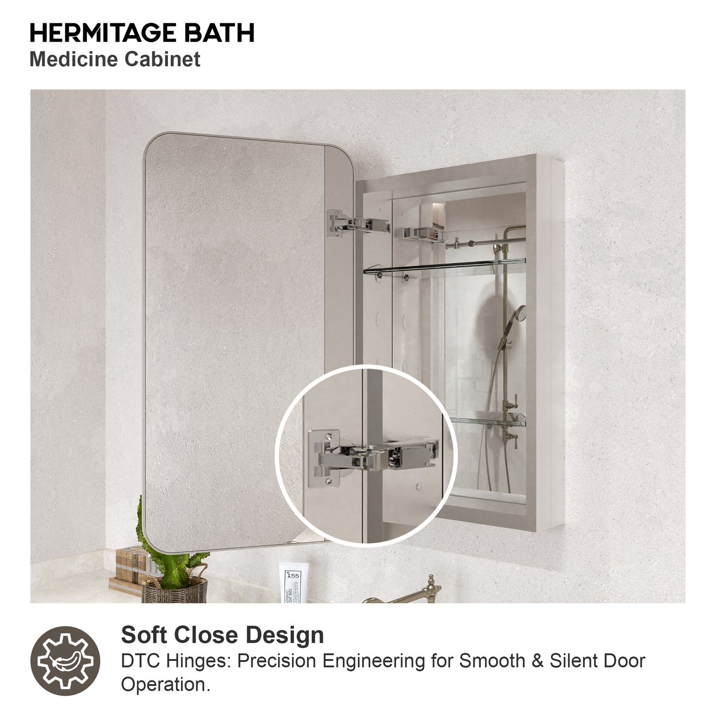 15 in. W. x 24 in. H Rectangular Framed Recessed/Surface Mount Medicine Cabinet with Mirror in Brushed Nickel