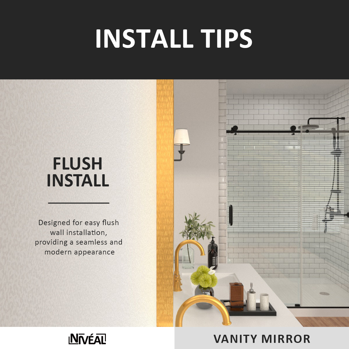 Niveal SM Series Rectangular Framed Wall Bathroom Vanity Mirror