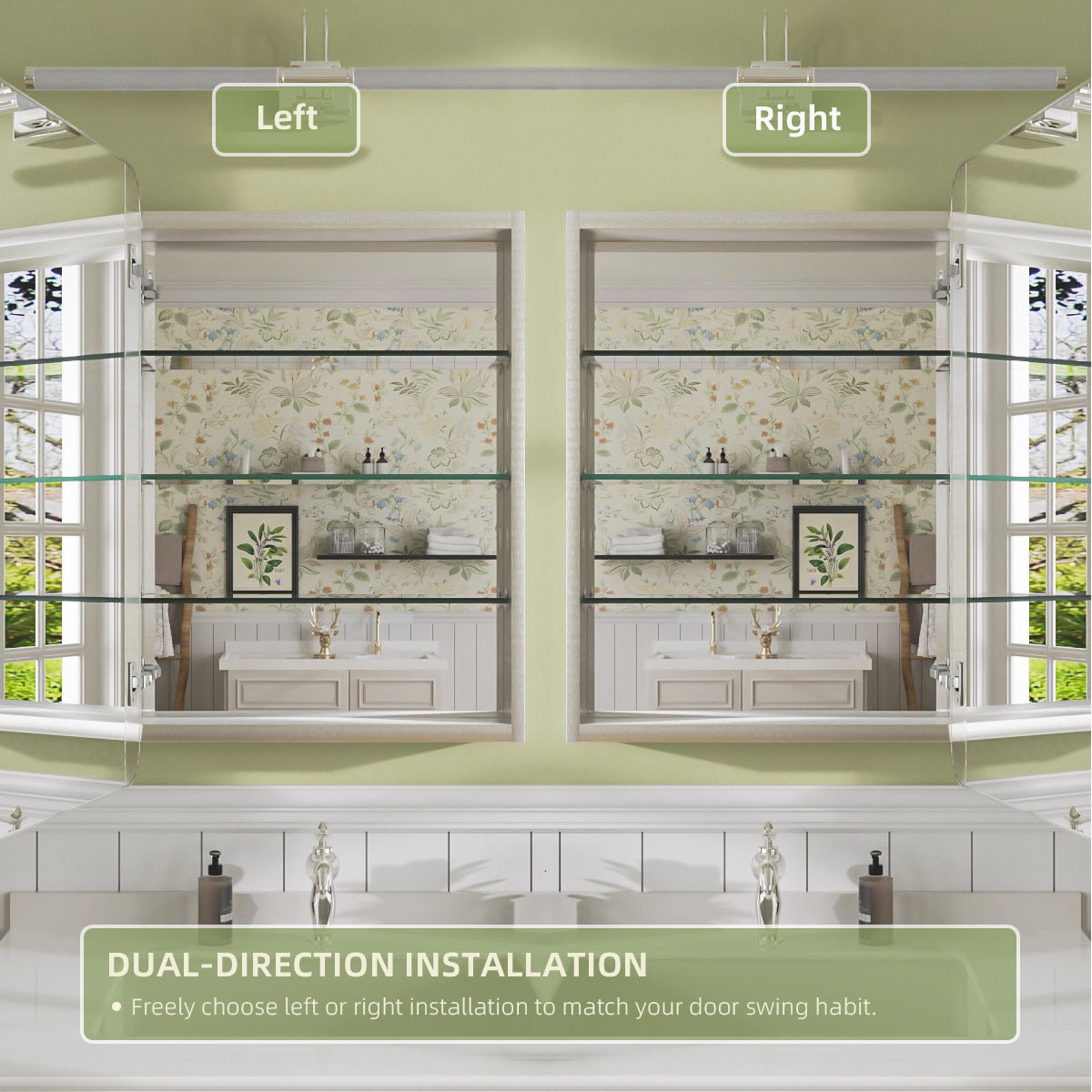 Niveal FMC Series Rectangular Aluminum Recessed/Surface Mount Framed Medicine Cabinet with Mirror