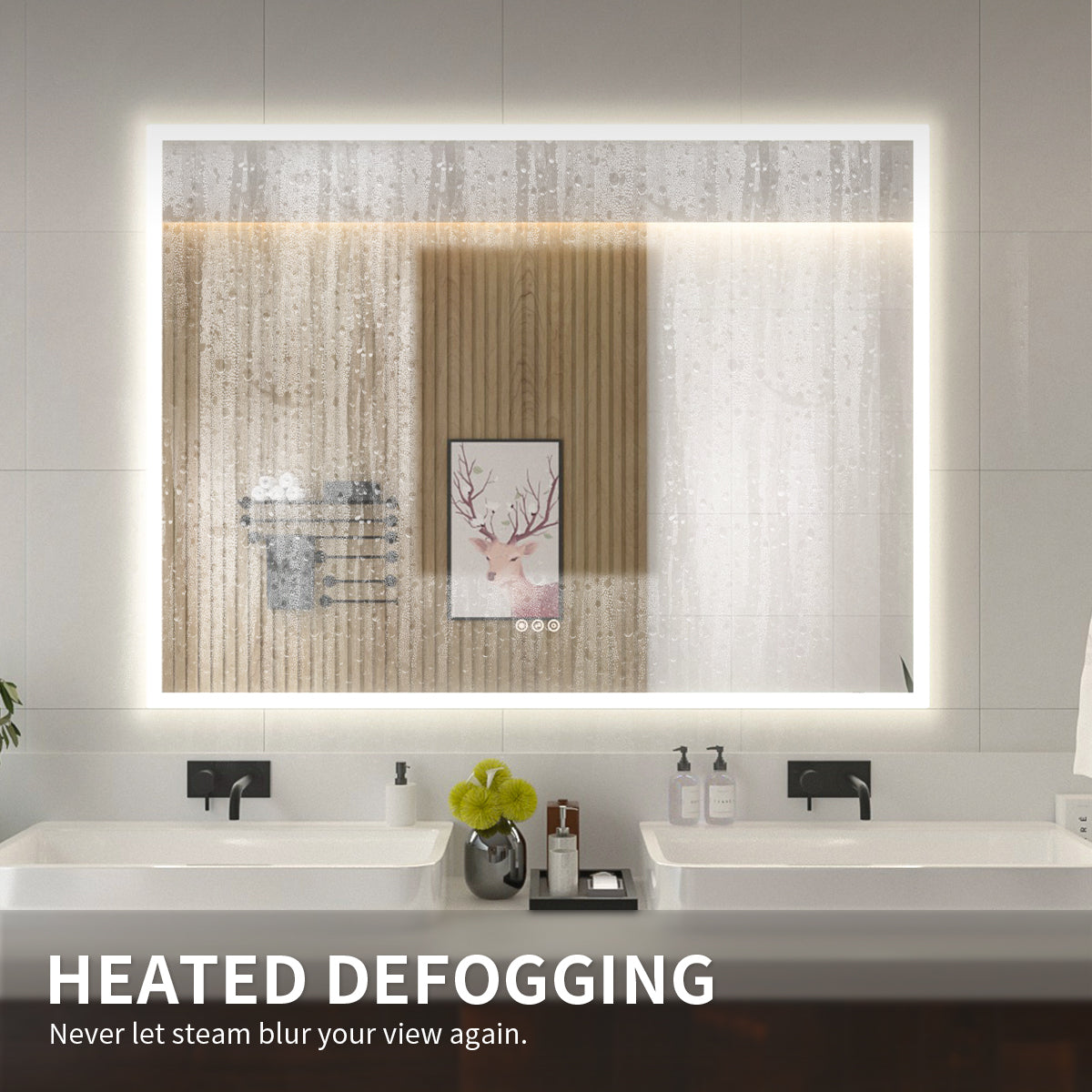 Niveal LMO Series Rectangular Frameless LED Wall Bathroom Vanity Mirror