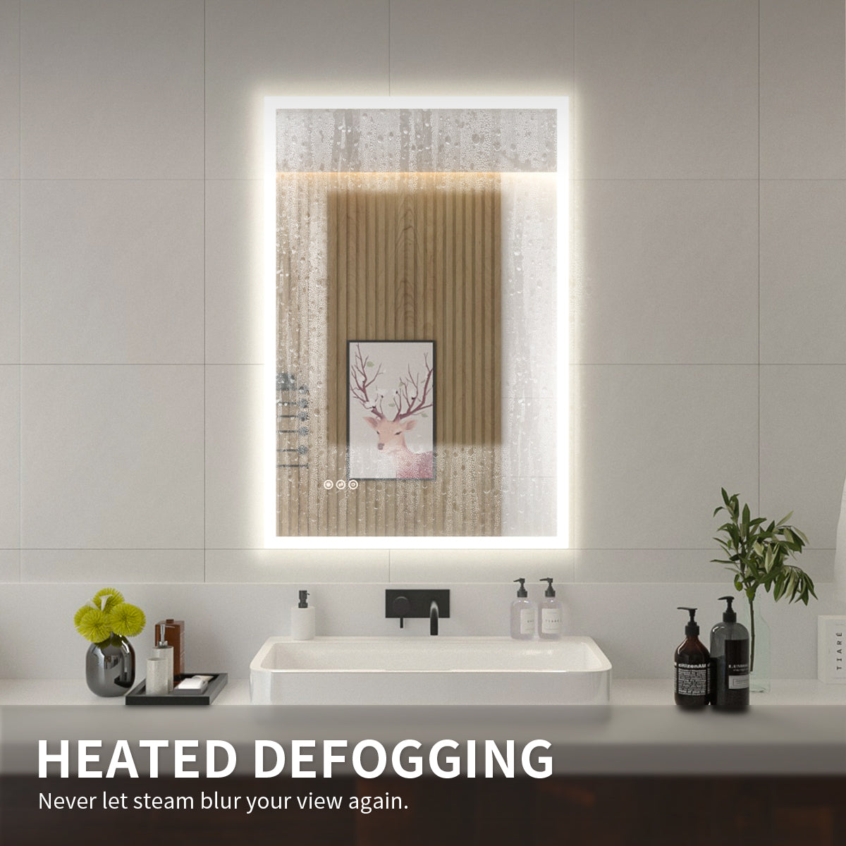 Niveal LMO Series Rectangular Frameless LED Wall Bathroom Vanity Mirror