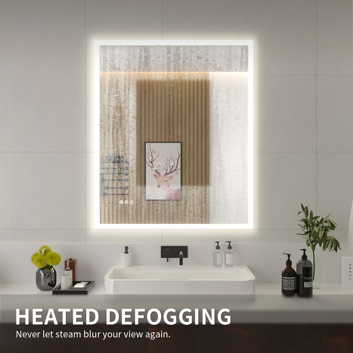 Niveal LMO Series Rectangular Frameless LED Wall Bathroom Vanity Mirror