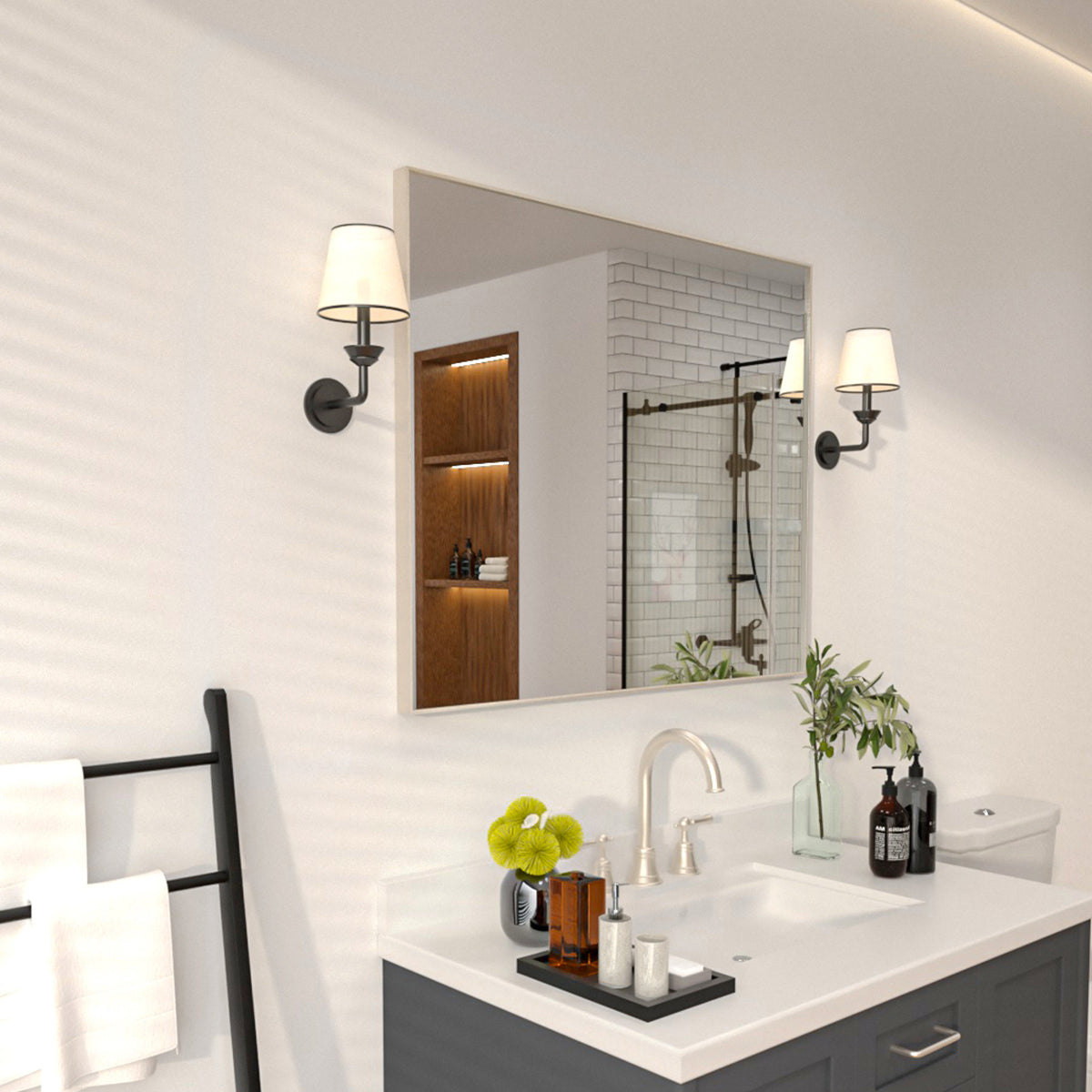 Niveal SE Series Aura Rectangular Framed Wall Bathroom Vanity Mirror