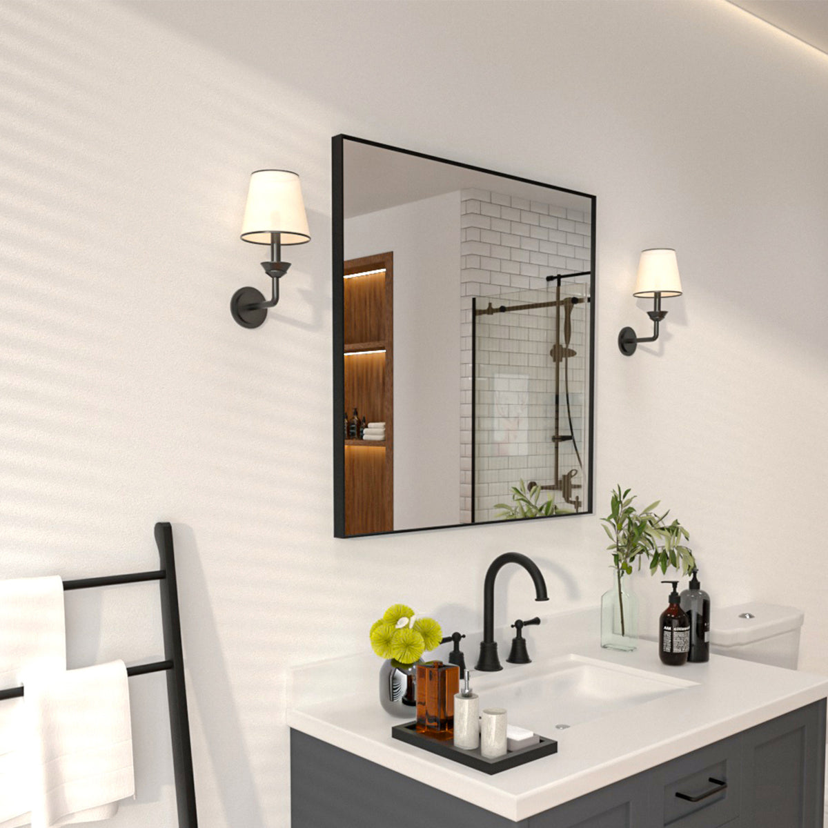 Niveal SE Series Aura Rectangular Framed Wall Bathroom Vanity Mirror