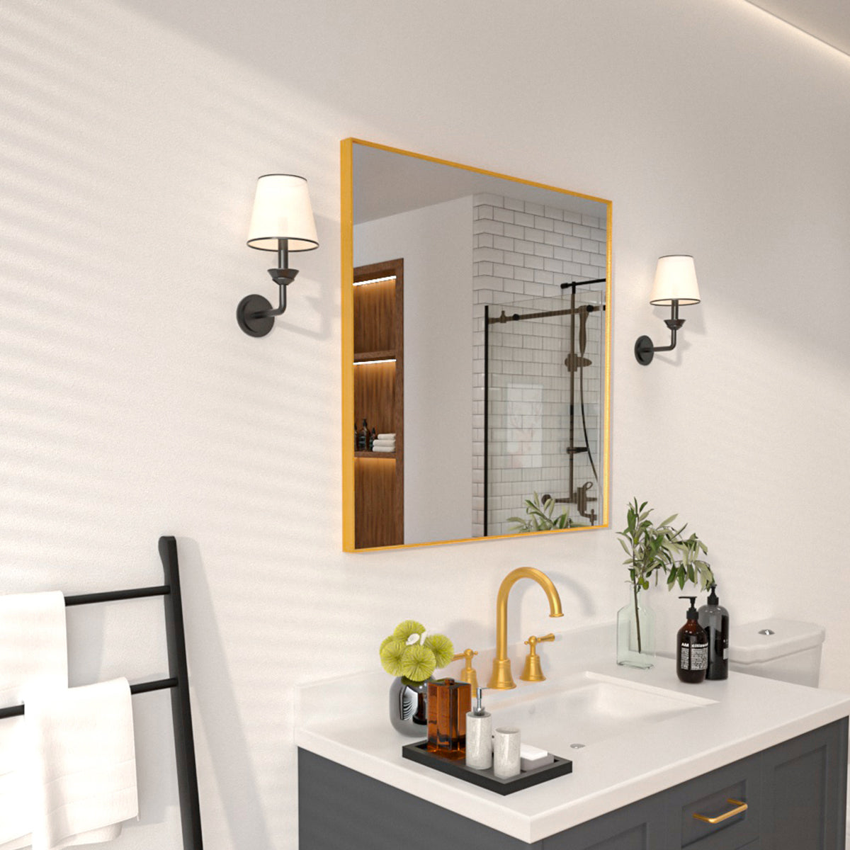 Niveal SE Series Aura Rectangular Framed Wall Bathroom Vanity Mirror