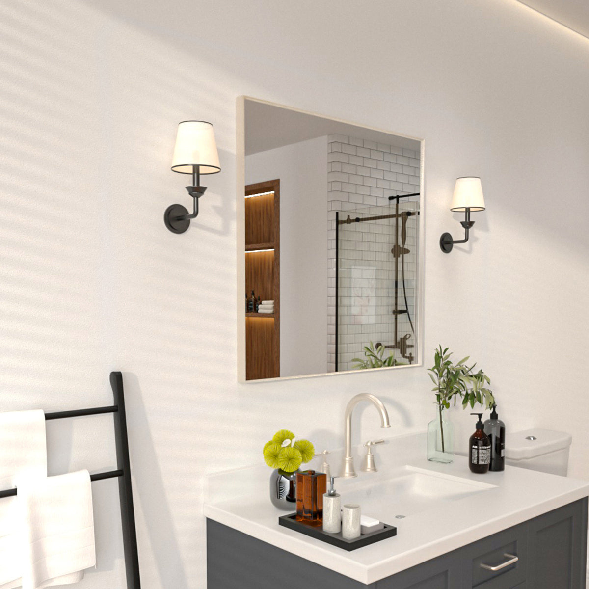 Niveal SE Series Aura Rectangular Framed Wall Bathroom Vanity Mirror