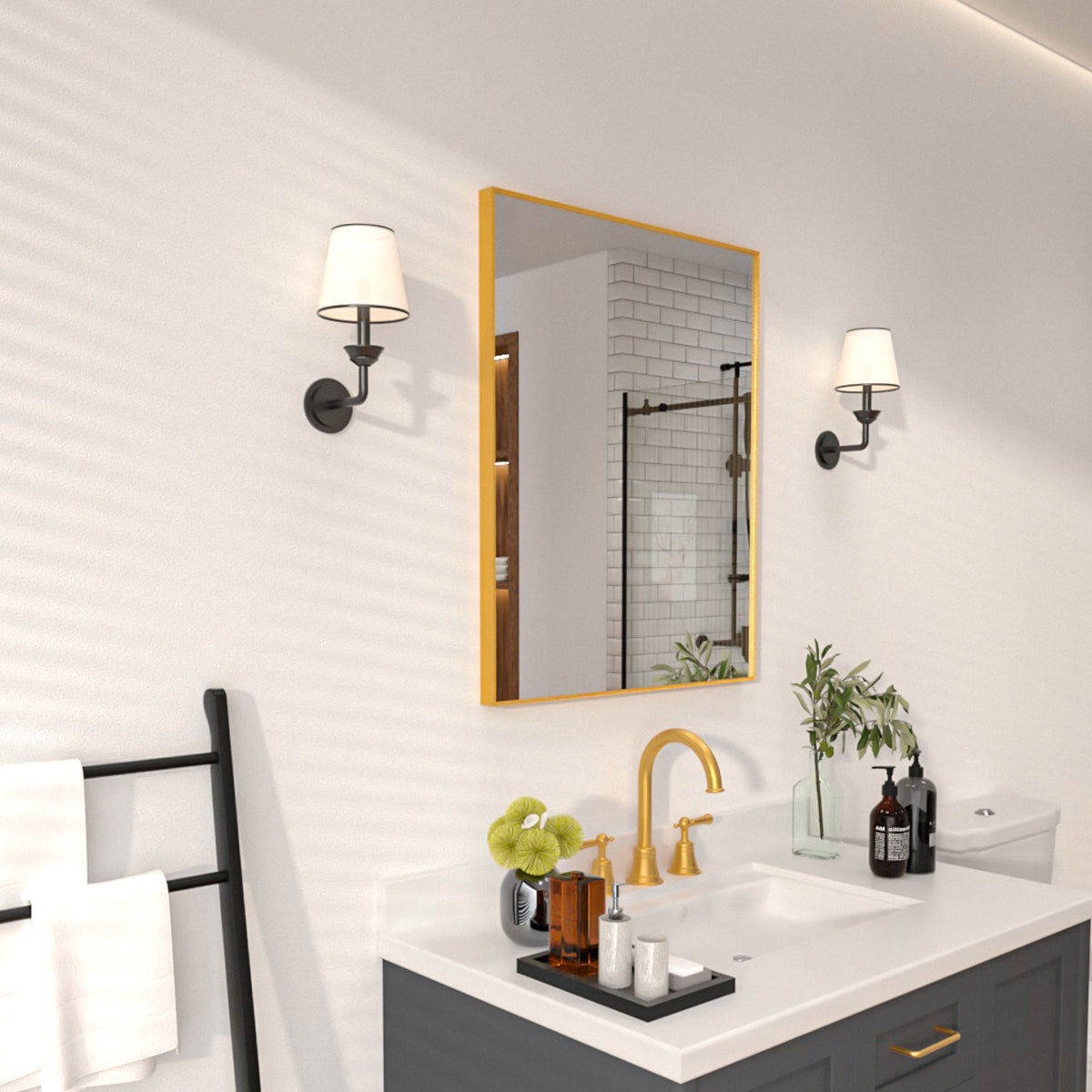 Niveal SE Series Aura Rectangular Framed Wall Bathroom Vanity Mirror