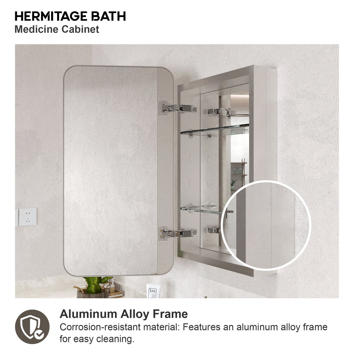 15 in. W. x 24 in. H Rectangular Framed Recessed/Surface Mount Medicine Cabinet with Mirror in Brushed Nickel