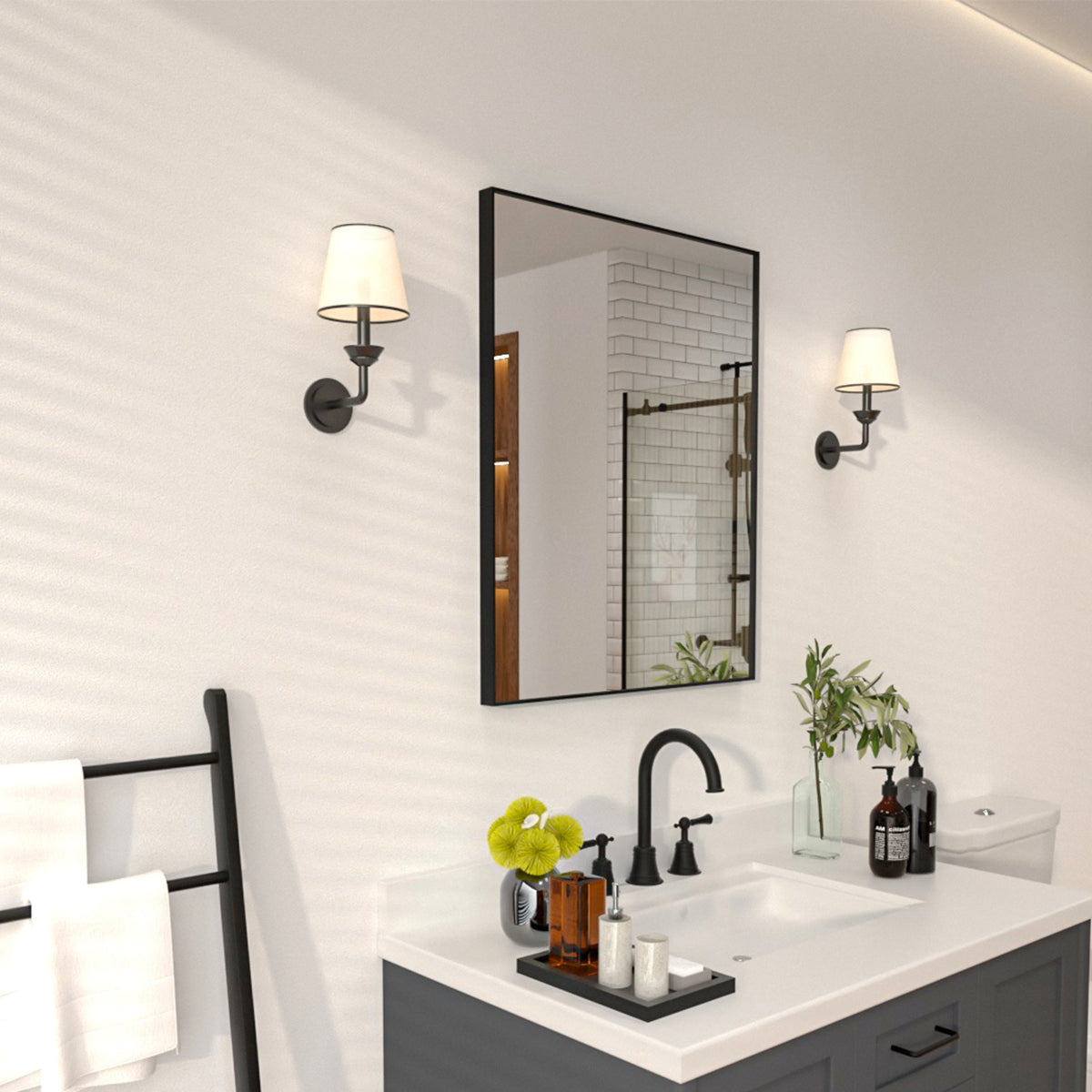 Niveal SE Series Aura Rectangular Framed Wall Bathroom Vanity Mirror
