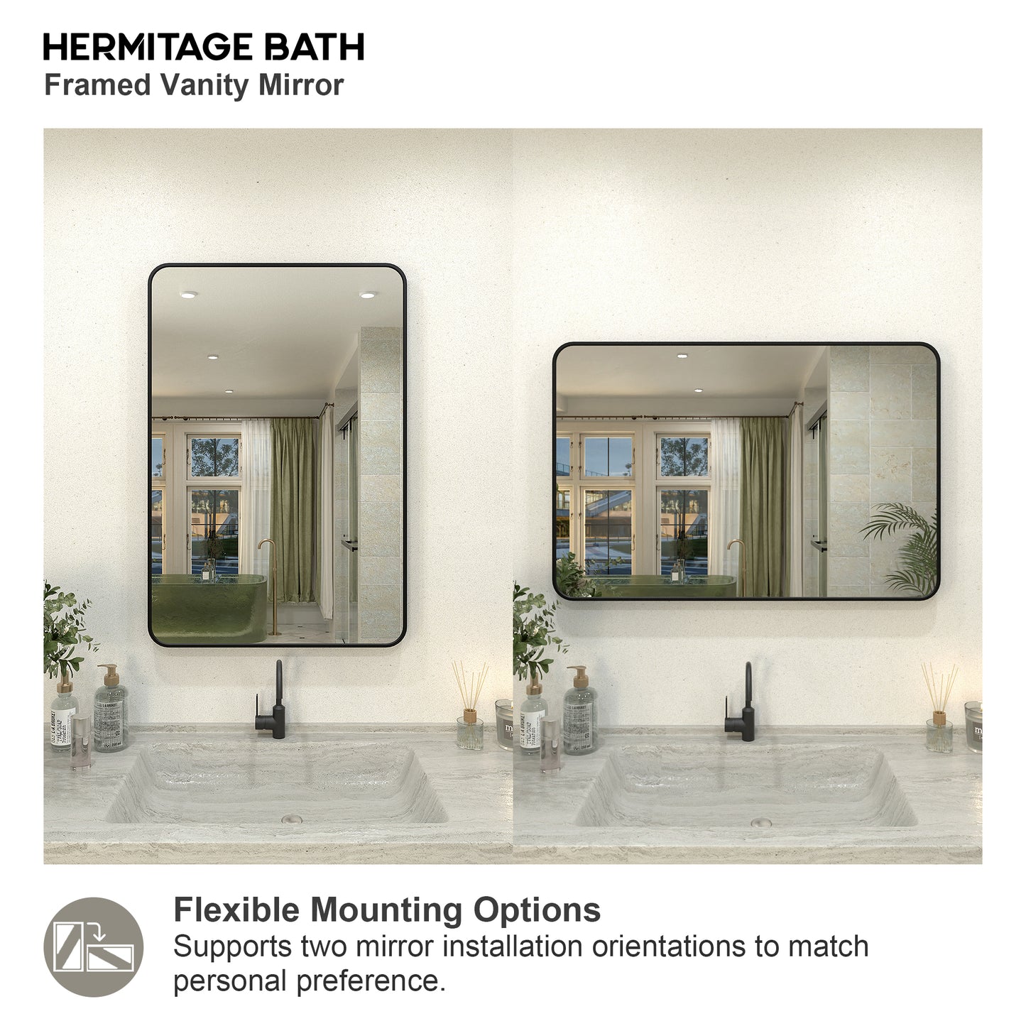 Zyphi 24 in. W x 36 in. H Rectangular Framed Wall Bathroom Vanity Mirror in Gun Grey