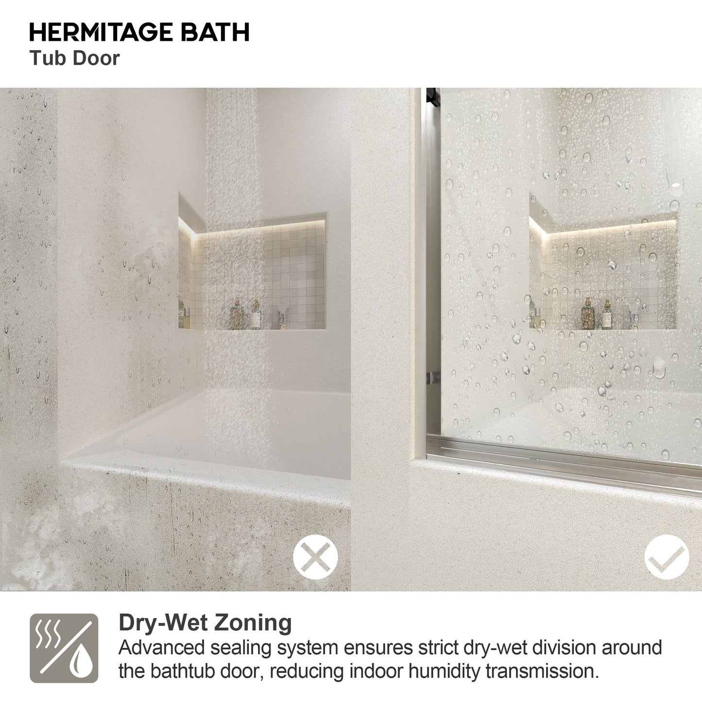 Akoasm 60 in. W x 56 in. H Sliding Bath Tub Door in Semi Frameless with Clear Glass