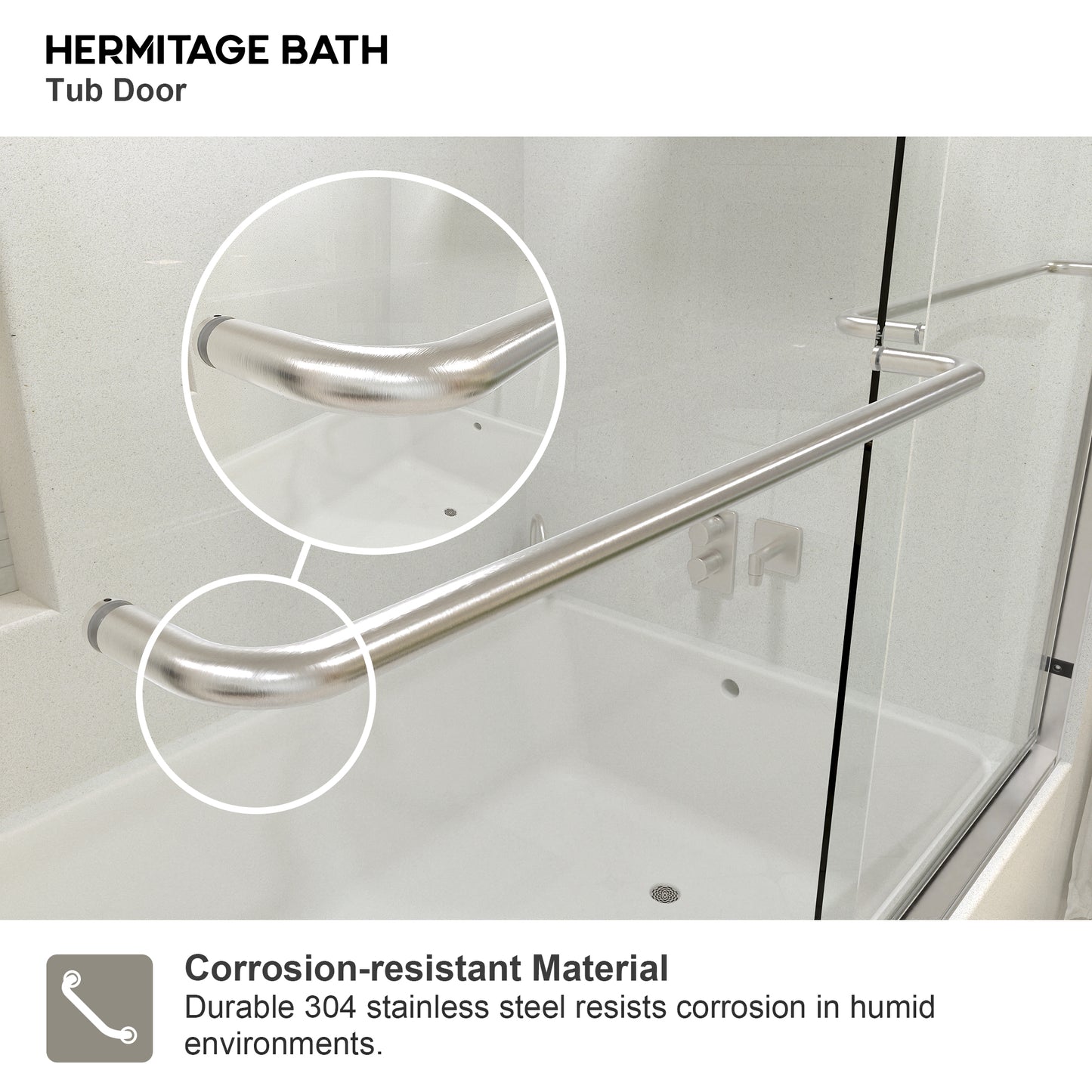Akoasm 60 in. W x 56 in. H Sliding Bath Tub Door in Semi Frameless with Clear Glass