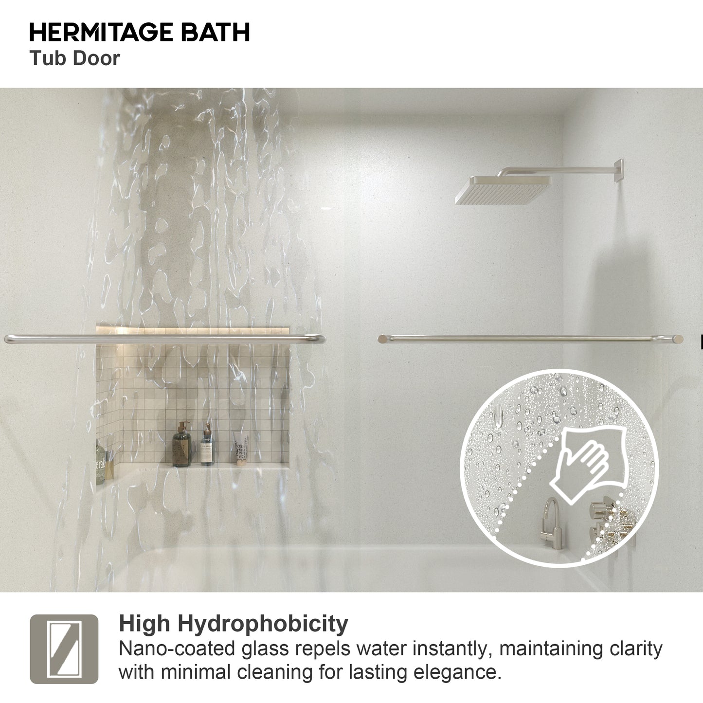 Akoasm 60 in. W x 56 in. H Sliding Bath Tub Door in Semi Frameless with Clear Glass