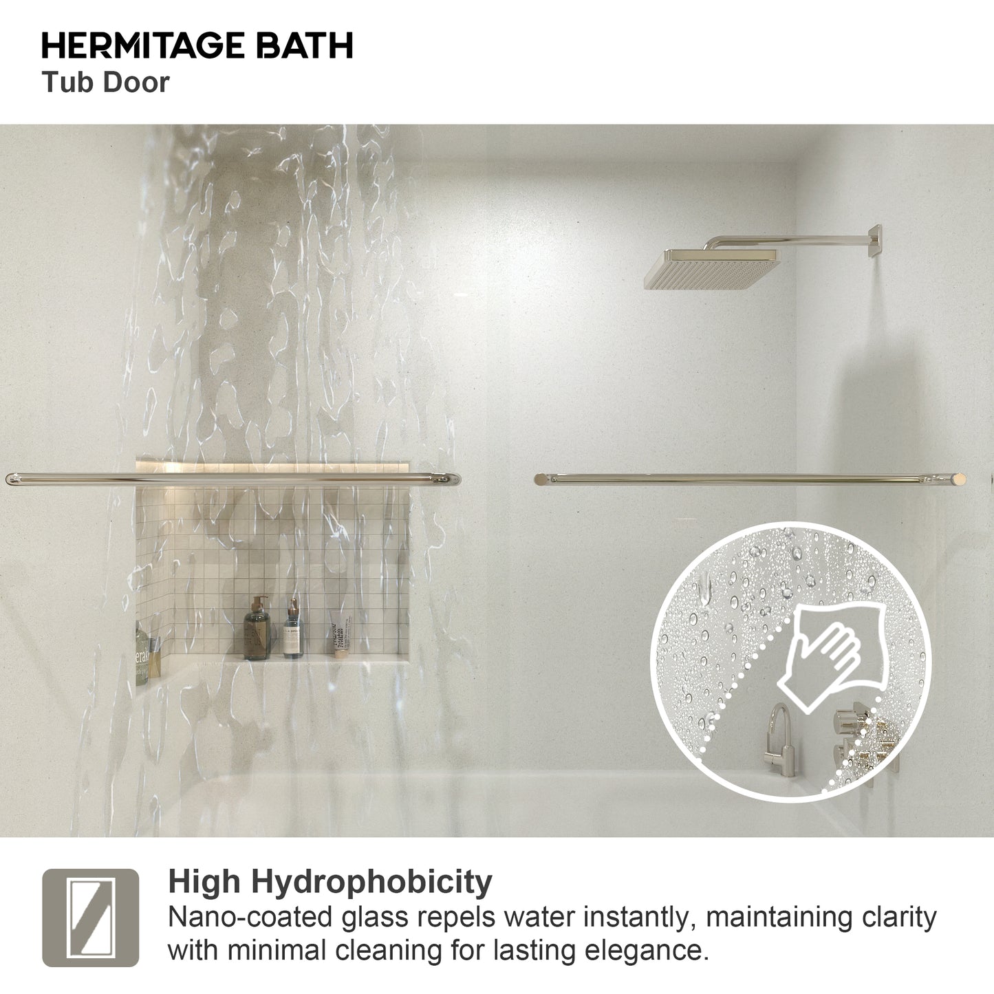 Sivilian 56 in. W x 60 in. H Sliding Bath Tub Door in Semi Frameless with Clear Glass