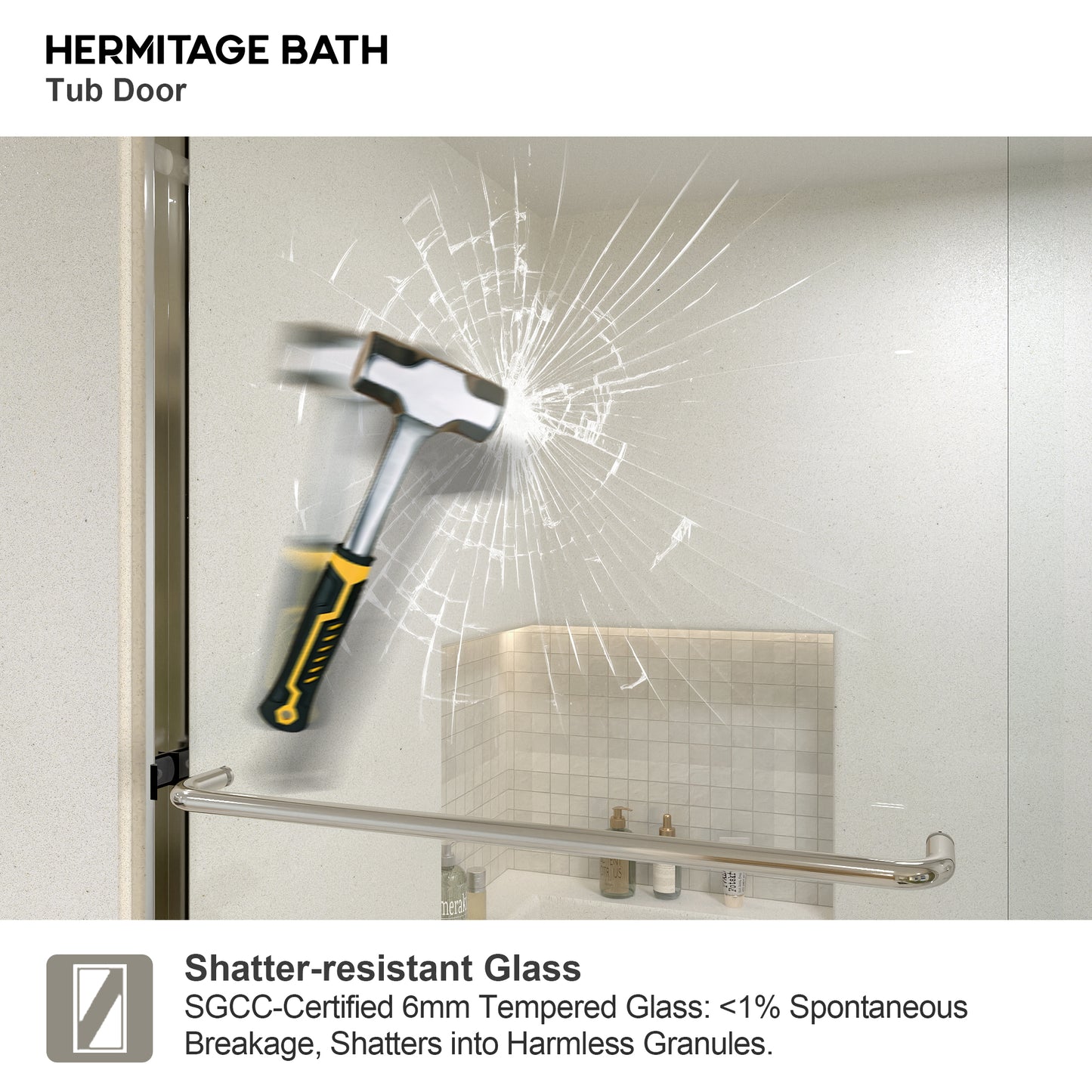 Sivilian 56 in. W x 60 in. H Sliding Bath Tub Door in Semi Frameless with Clear Glass