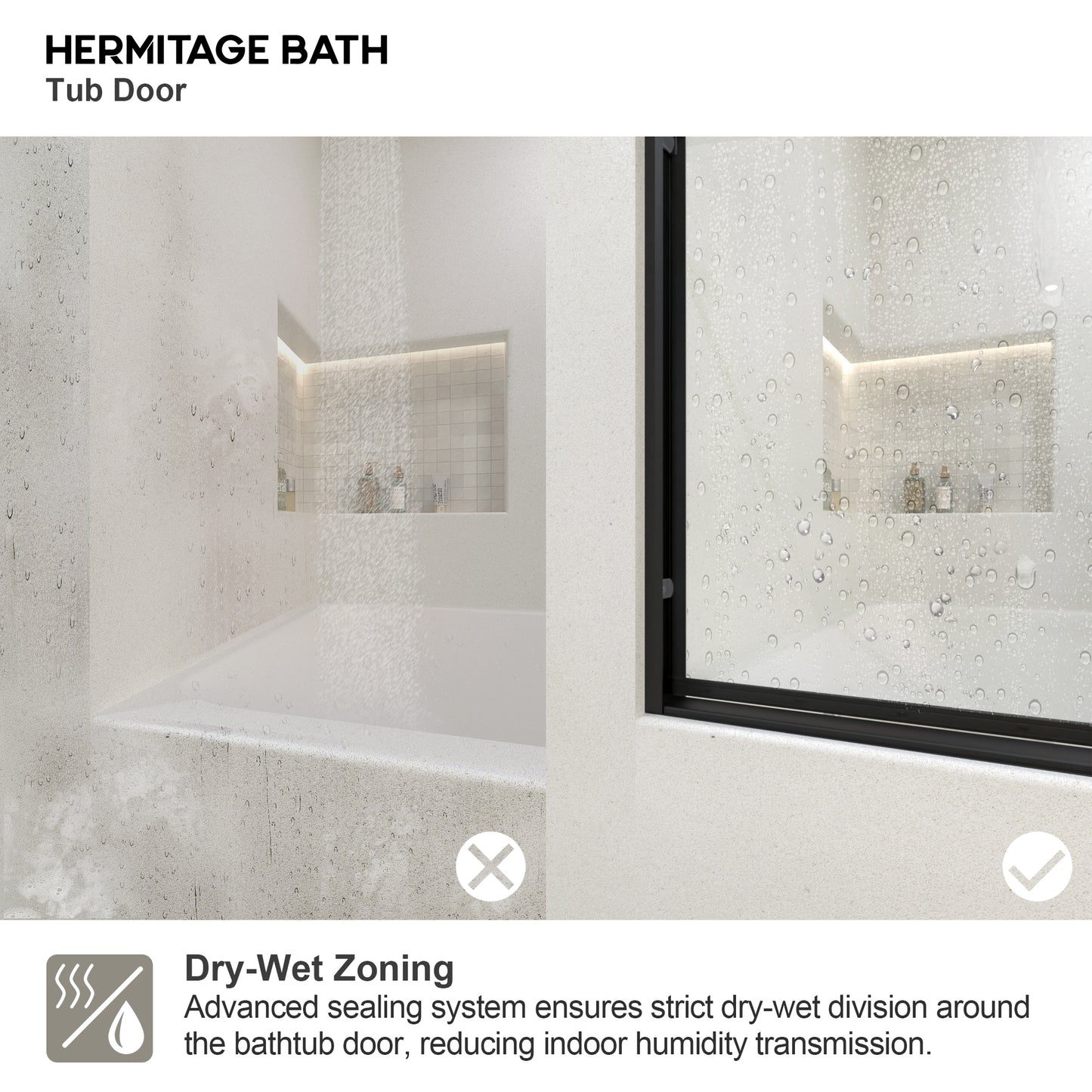 Akoasm 60 in. W x 56 in. H Sliding Bath Tub Door in Semi Frameless with Clear Glass