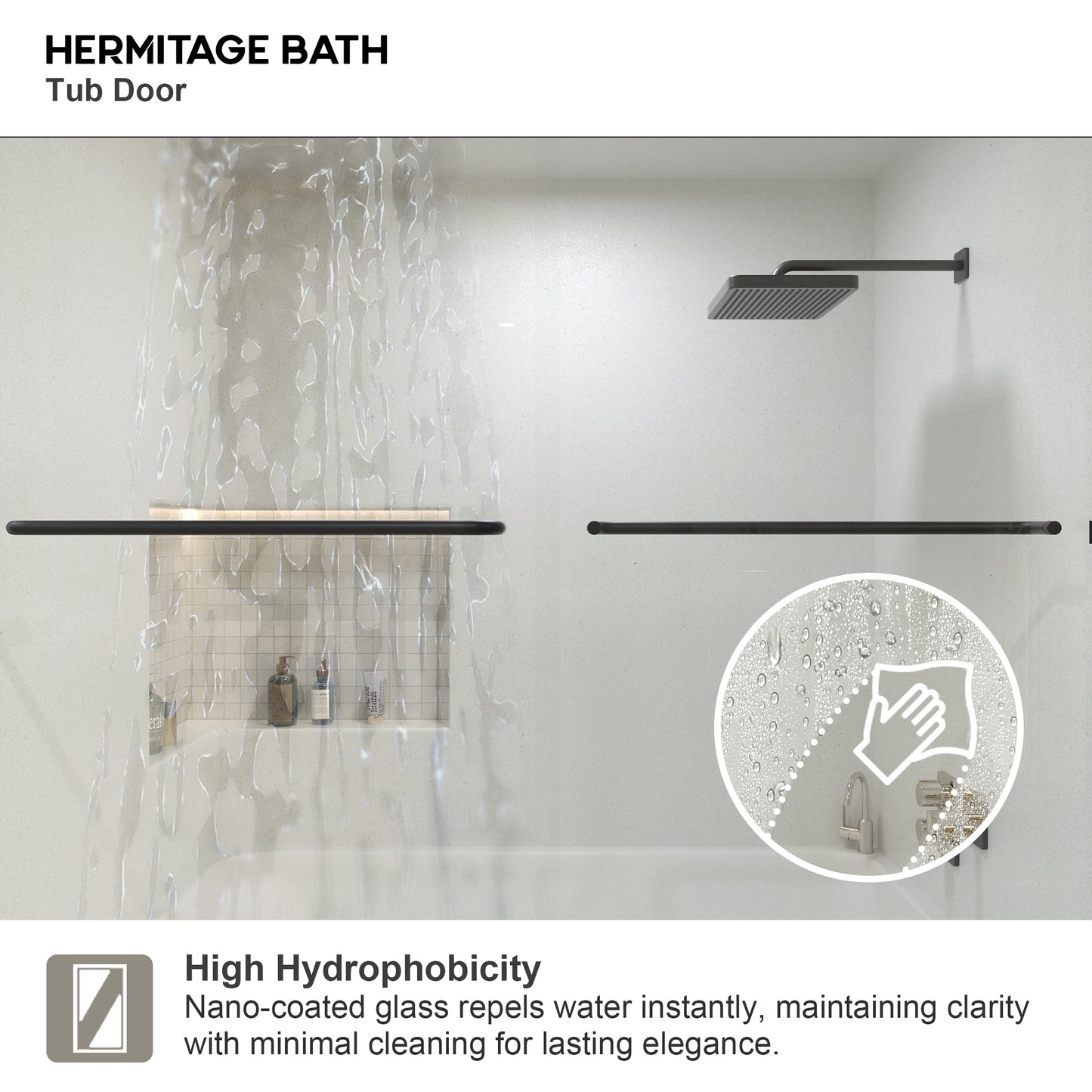 Akoasm 60 in. W x 56 in. H Sliding Bath Tub Door in Semi Frameless with Clear Glass