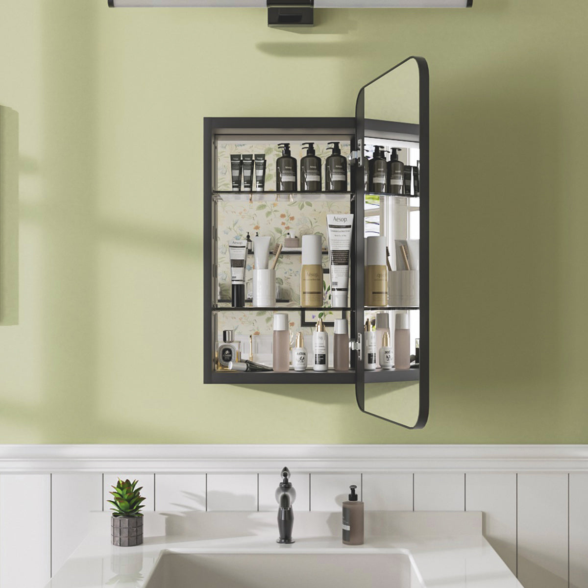 Niveal FMC Series Rectangular Aluminum Recessed/Surface Mount Framed Medicine Cabinet with Mirror