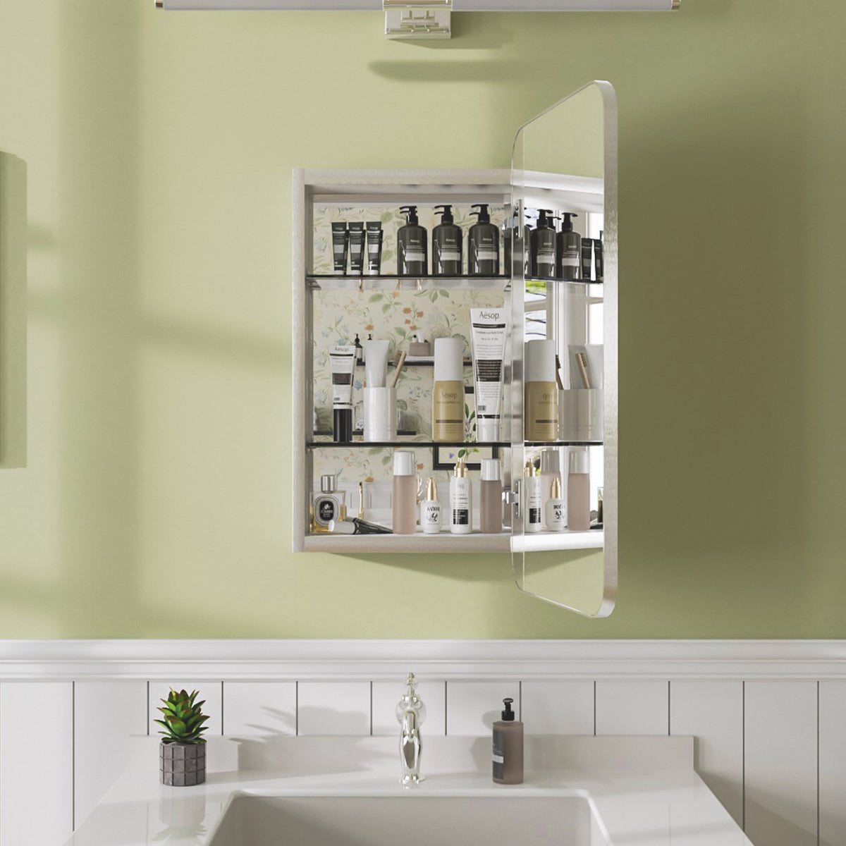 Niveal FMC Series Rectangular Aluminum Recessed/Surface Mount Framed Medicine Cabinet with Mirror