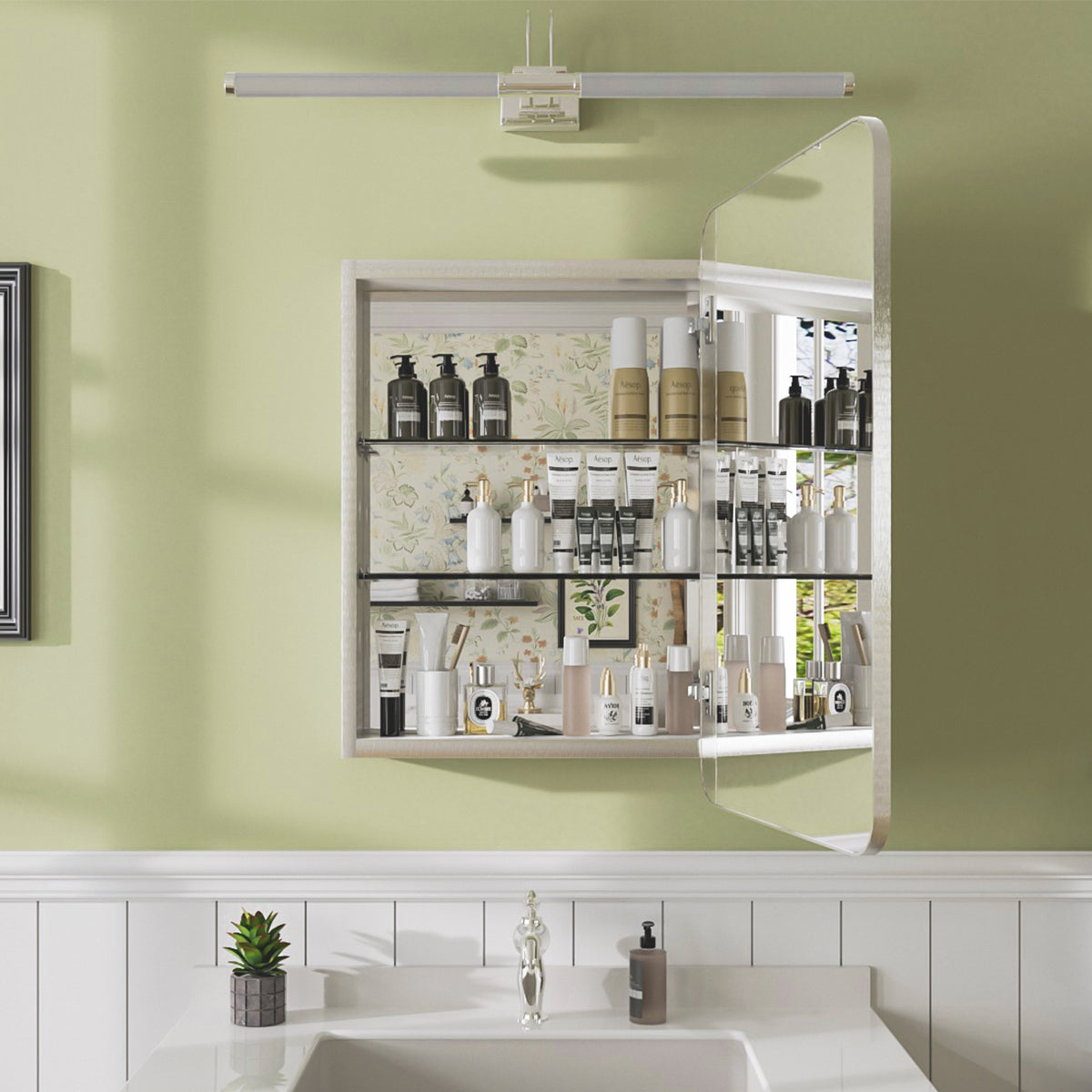 Niveal FMC Series Rectangular Aluminum Recessed/Surface Mount Framed Medicine Cabinet with Mirror