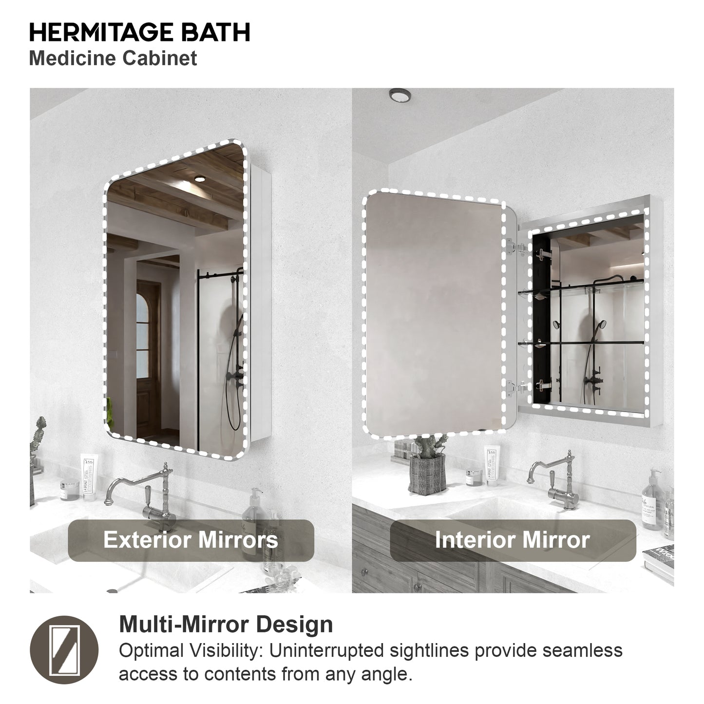 15 in. W. x 24 in. H Rectangular Framed Recessed/Surface Mount Medicine Cabinet with Mirror in Brushed Nickel