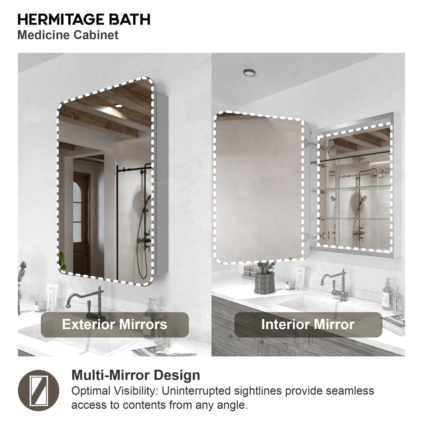 15 in. W. x 24 in. H Rectangular Framed Recessed/Surface Mount Medicine Cabinet with Mirror in Brushed Nickel