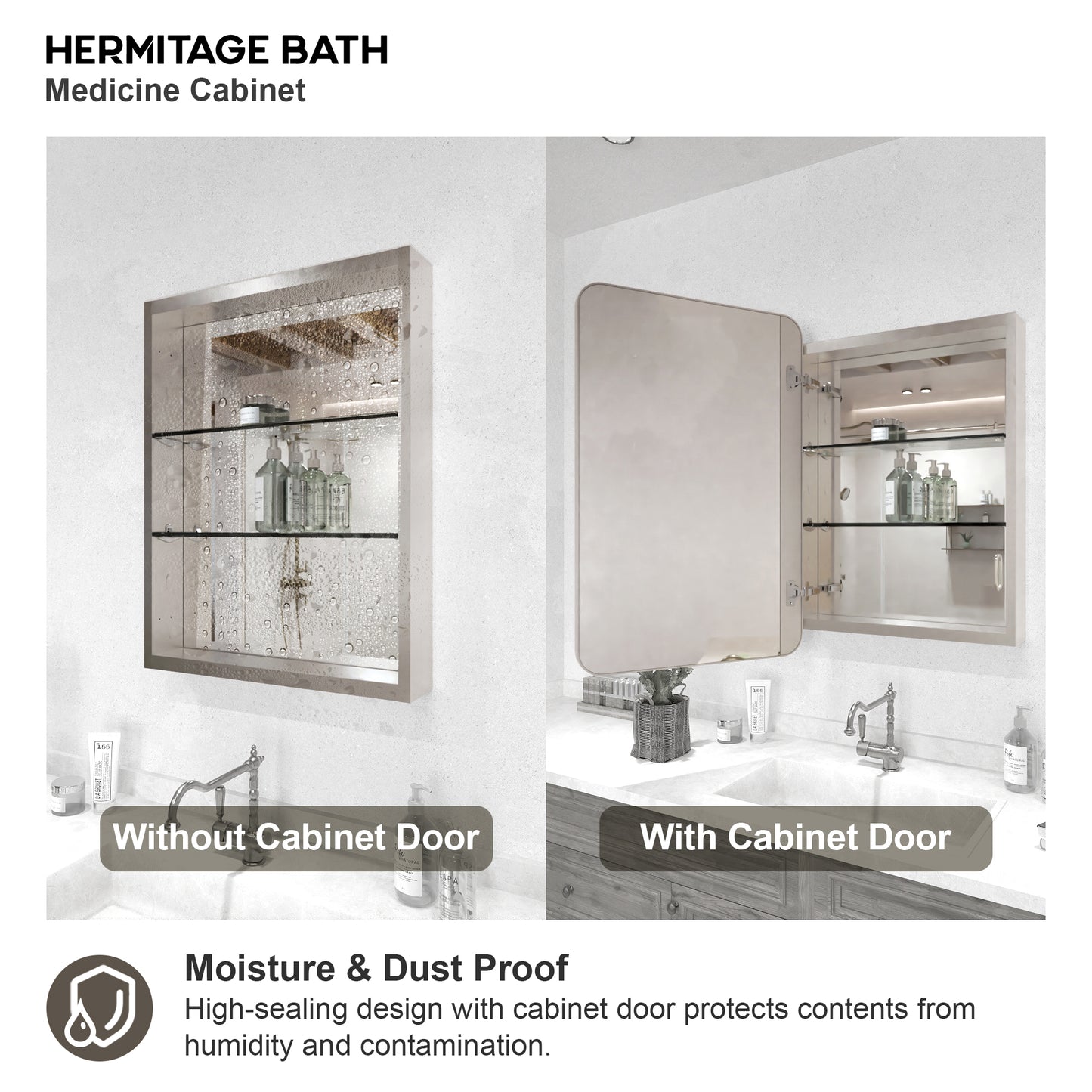 15 in. W. x 24 in. H Rectangular Framed Recessed/Surface Mount Medicine Cabinet with Mirror in Brushed Nickel