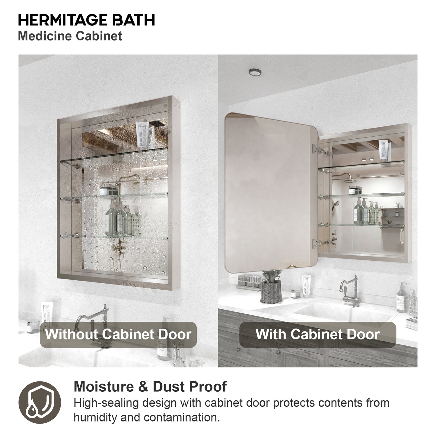 15 in. W. x 24 in. H Rectangular Framed Recessed/Surface Mount Medicine Cabinet with Mirror in Brushed Nickel