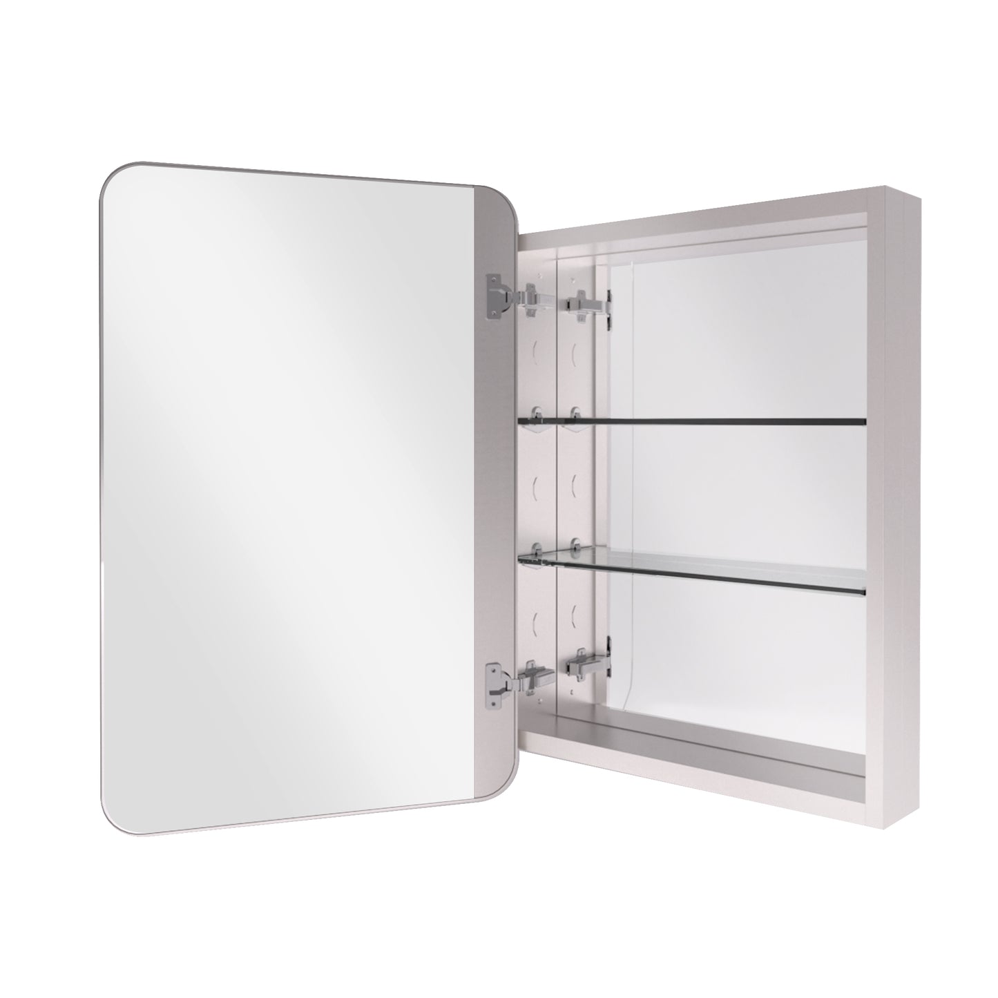 15 in. W. x 24 in. H Rectangular Framed Recessed/Surface Mount Medicine Cabinet with Mirror in Brushed Nickel