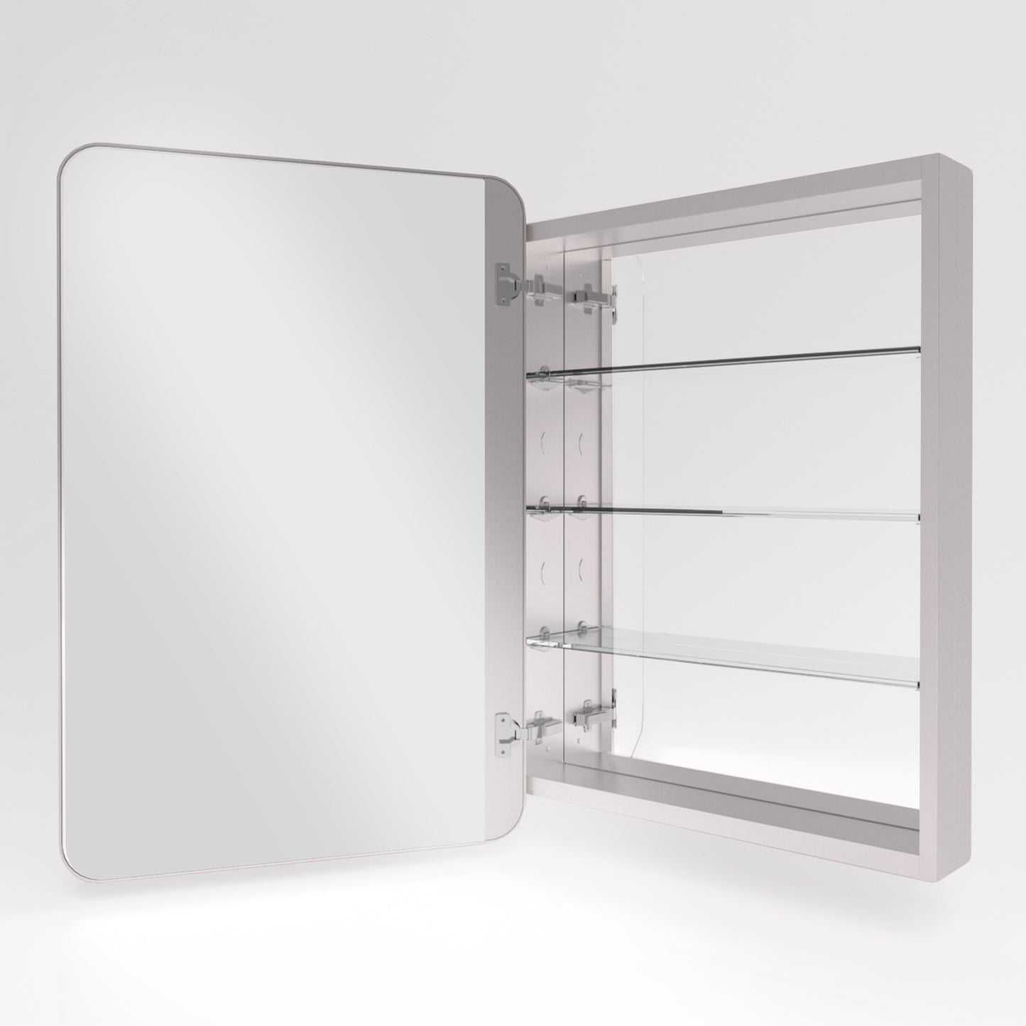 15 in. W. x 24 in. H Rectangular Framed Recessed/Surface Mount Medicine Cabinet with Mirror in Brushed Nickel