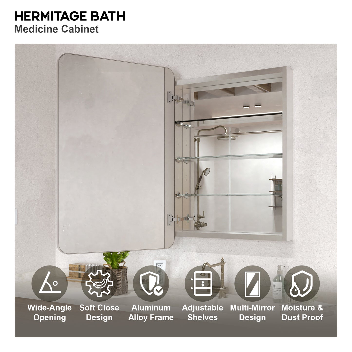 15 in. W. x 24 in. H Rectangular Framed Recessed/Surface Mount Medicine Cabinet with Mirror in Brushed Nickel