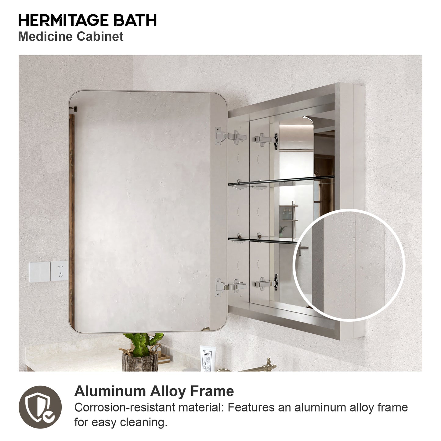 15 in. W. x 24 in. H Rectangular Framed Recessed/Surface Mount Medicine Cabinet with Mirror in Brushed Nickel