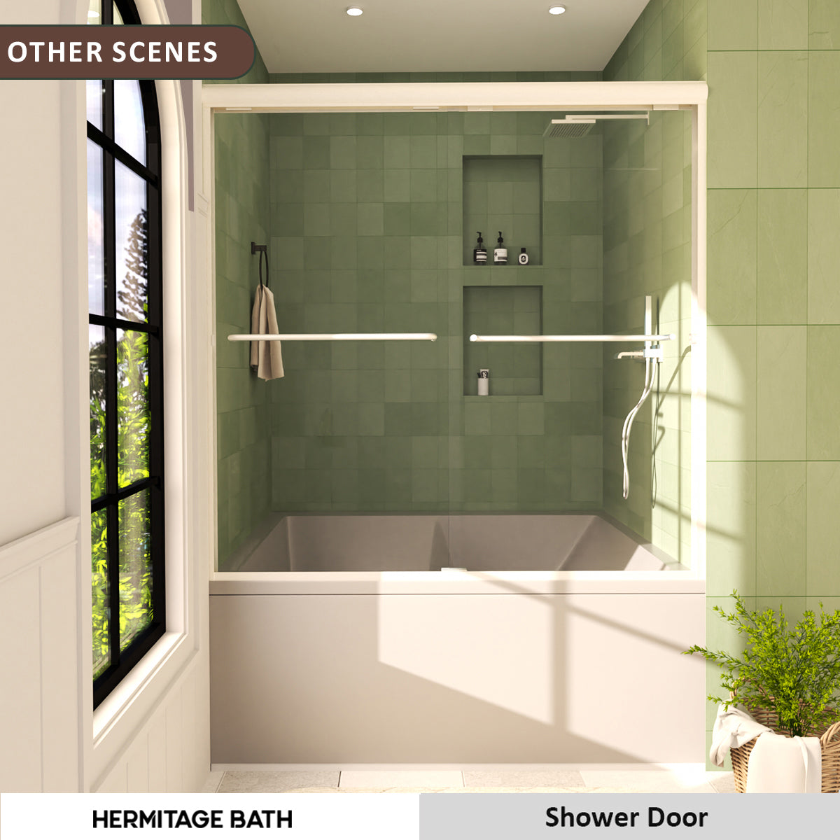 Nepti 60 in. W x 56 in. H Sliding Semi Frameless Tub Door with Clear Glass