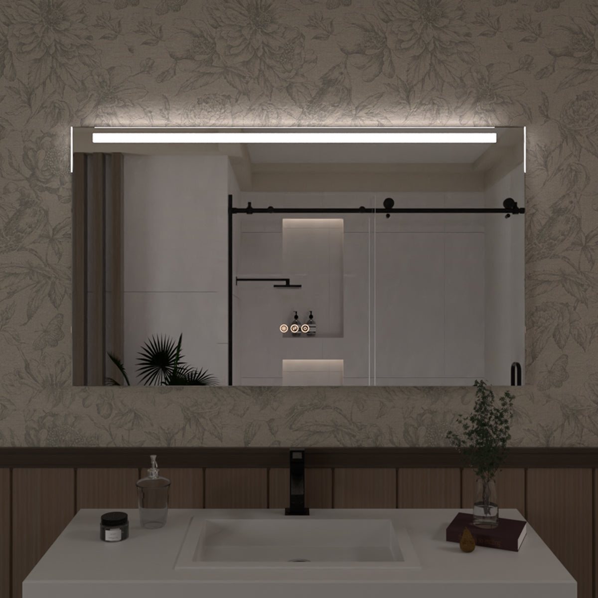 Spring 42 in. W x 24 in. H Rectangular Frameless LED Wall Bathroom Vanity Mirror