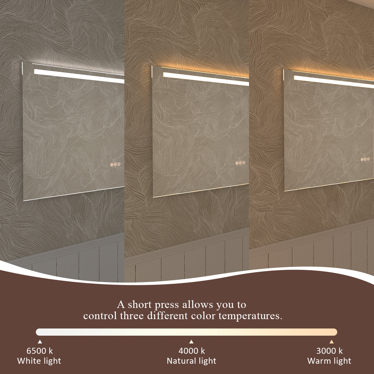 Spring 42 in. W x 24 in. H Rectangular Frameless LED Wall Bathroom Vanity Mirror